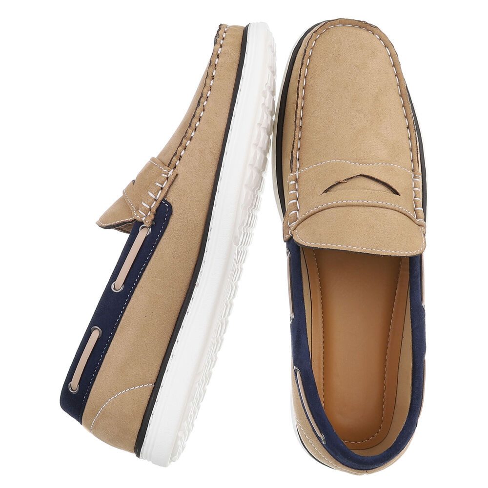 Coolwalk Herren Mokassin Slip-on Freizeitschuh in Velours-Optik Slipper (91977398) Flach Slipper in Beige