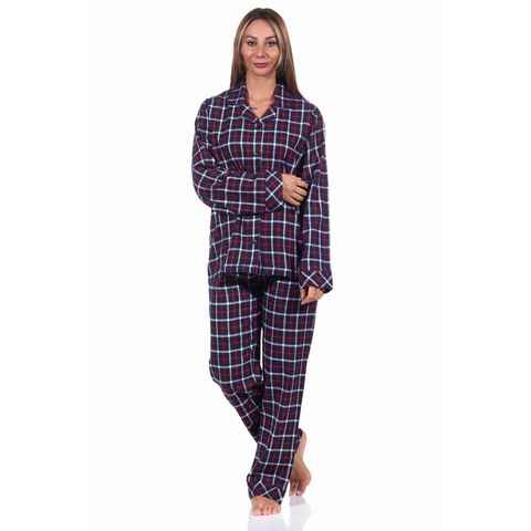 Normann Pyjama Damen Flanell-Pyjama-Set mit langen Ärmeln - 222 15 871