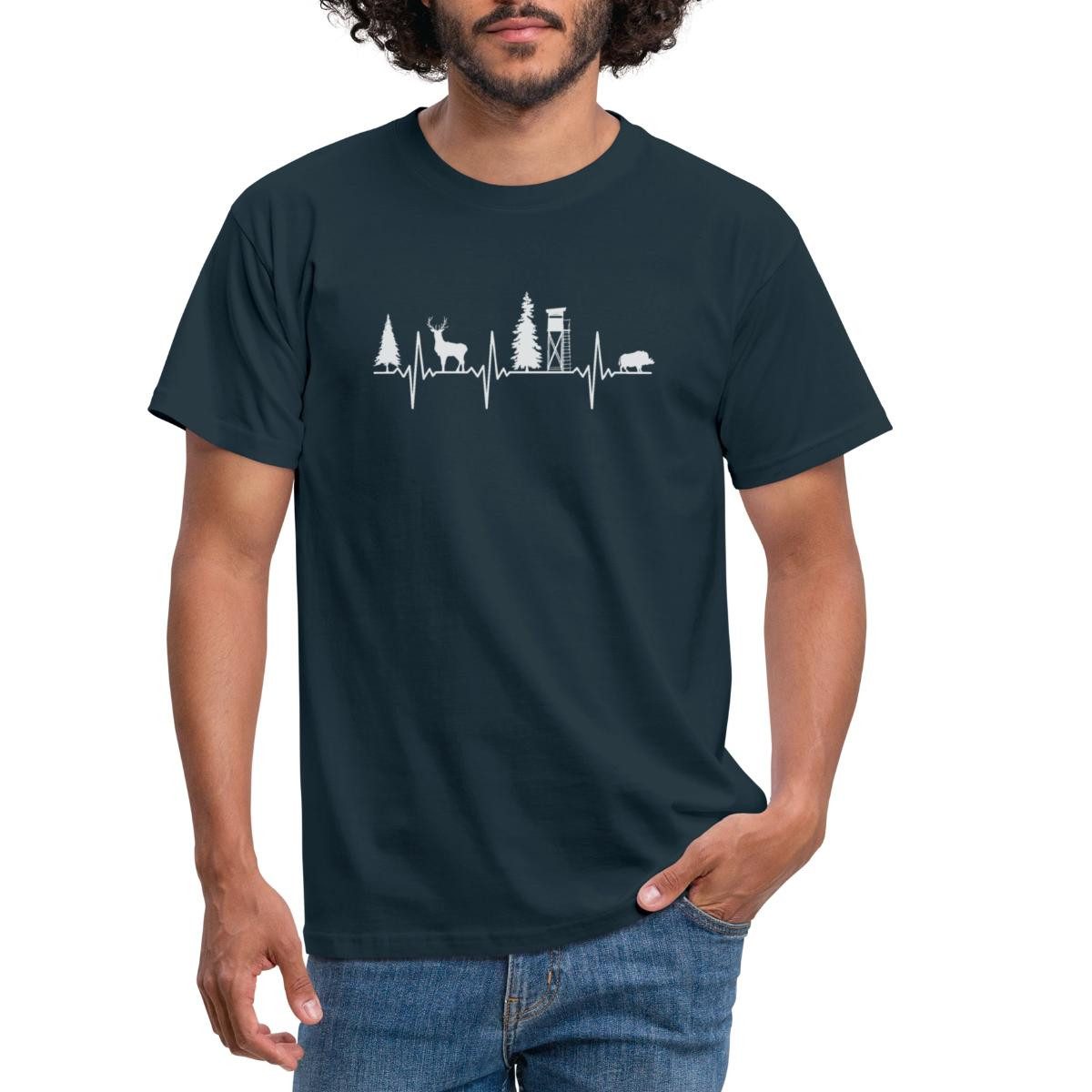 Spreadshirt T-Shirt Jäger EKG Herzschlag Wald Natur Männer T-Shirt (1-tlg) günstig online kaufen