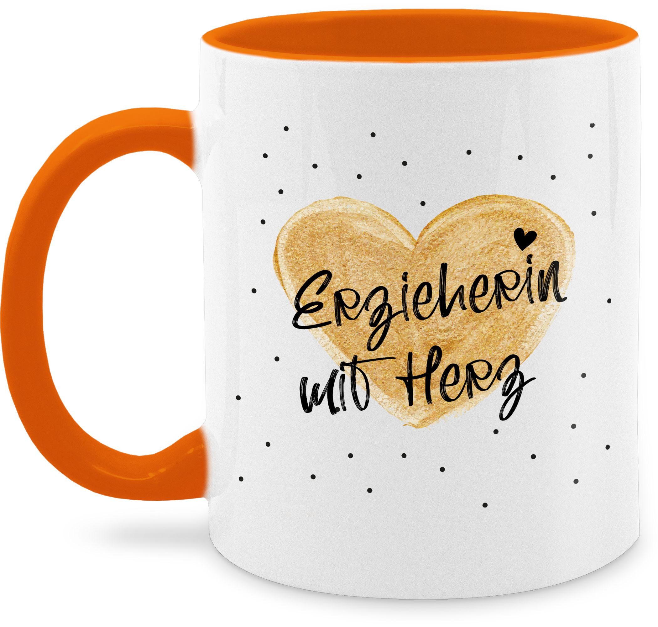 Shirtracer Tasse Erzieherin mit Herz, Weihnachtsgeschenke für Erzieherin, Geschenk Er, Keramik, Erzieherin