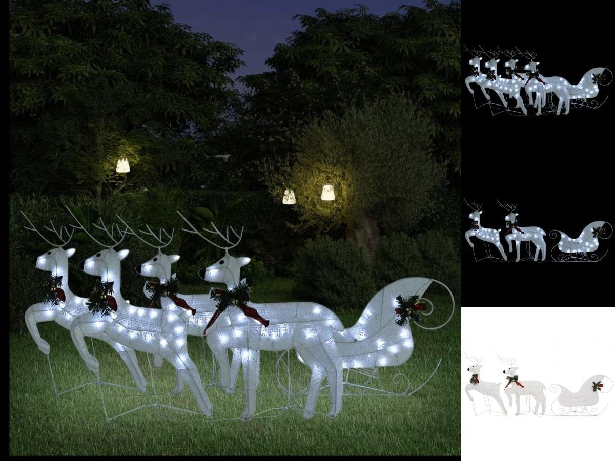vidaXL Dekolicht Weihnachtsdekoration Rentiere LEDs 100 Outdoor Weiß Schlitten