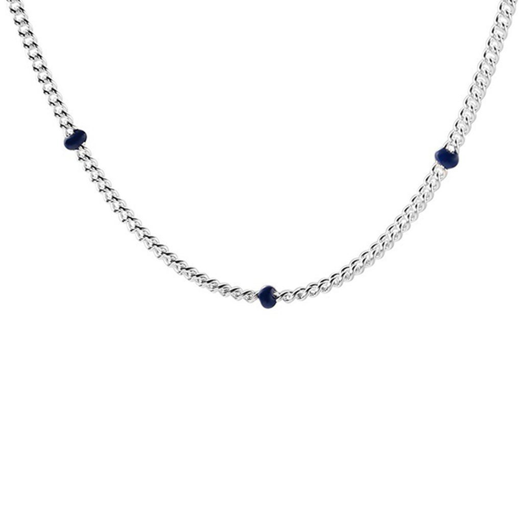 WaKuKa Charm-Kette Blaue Bohnenkette aus S925-Sterlingsilber, Weihnachtsgeschenk (1-tlg)