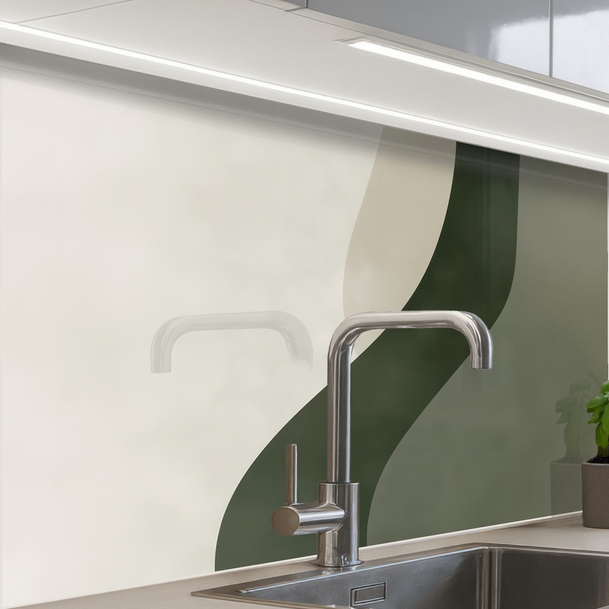 Linie - Beige - Grün