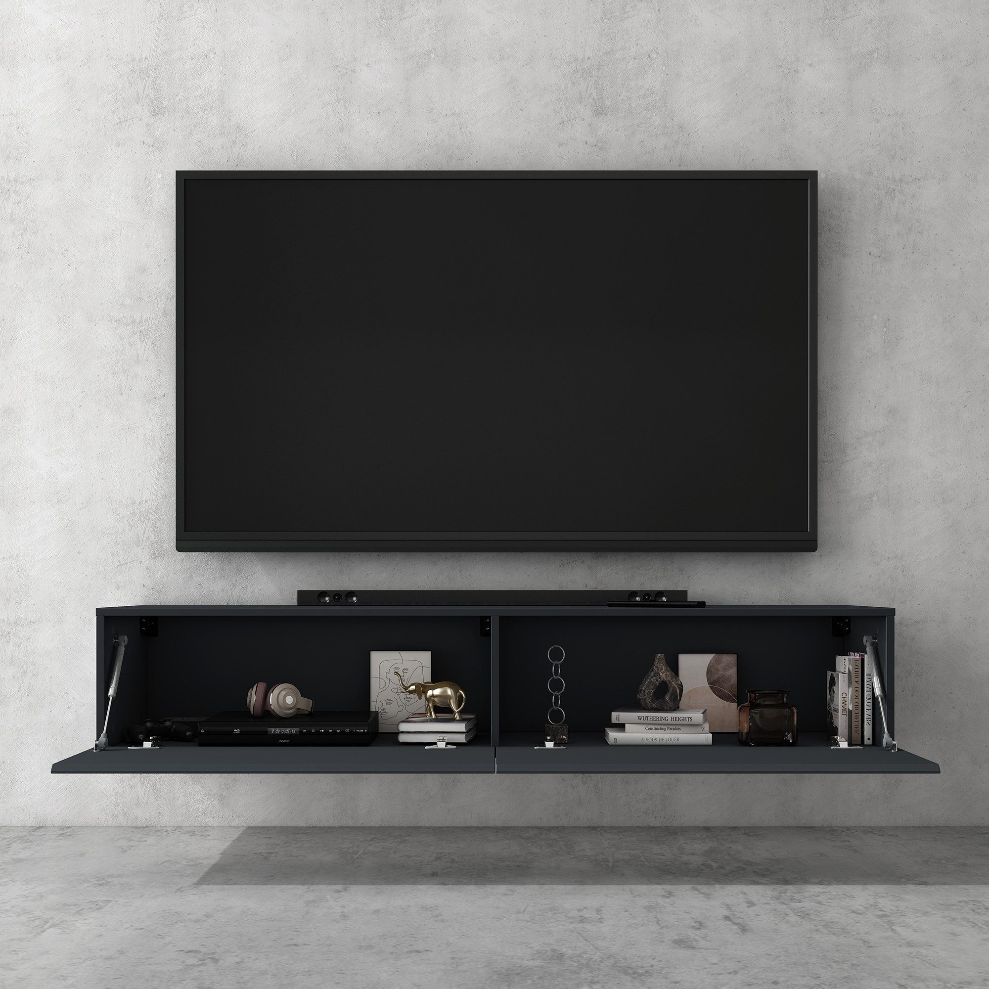 doporro TV-Board TV-schrank Fernsehschrank Low-Board TV-Tisch Wand-hängend F02