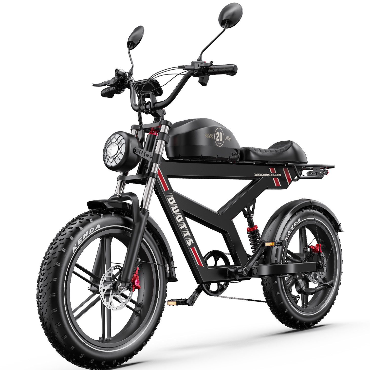 DUOTTS E-Bike max140km, APP-Sicherheit 1404wh 20×4,0 Zoll Fat-Tires 7-Gang Unisex, Kettenschaltung, Heckmotor, 1404 Wh, APP-Steuerung 1404wh Elektrofahrrad max140km