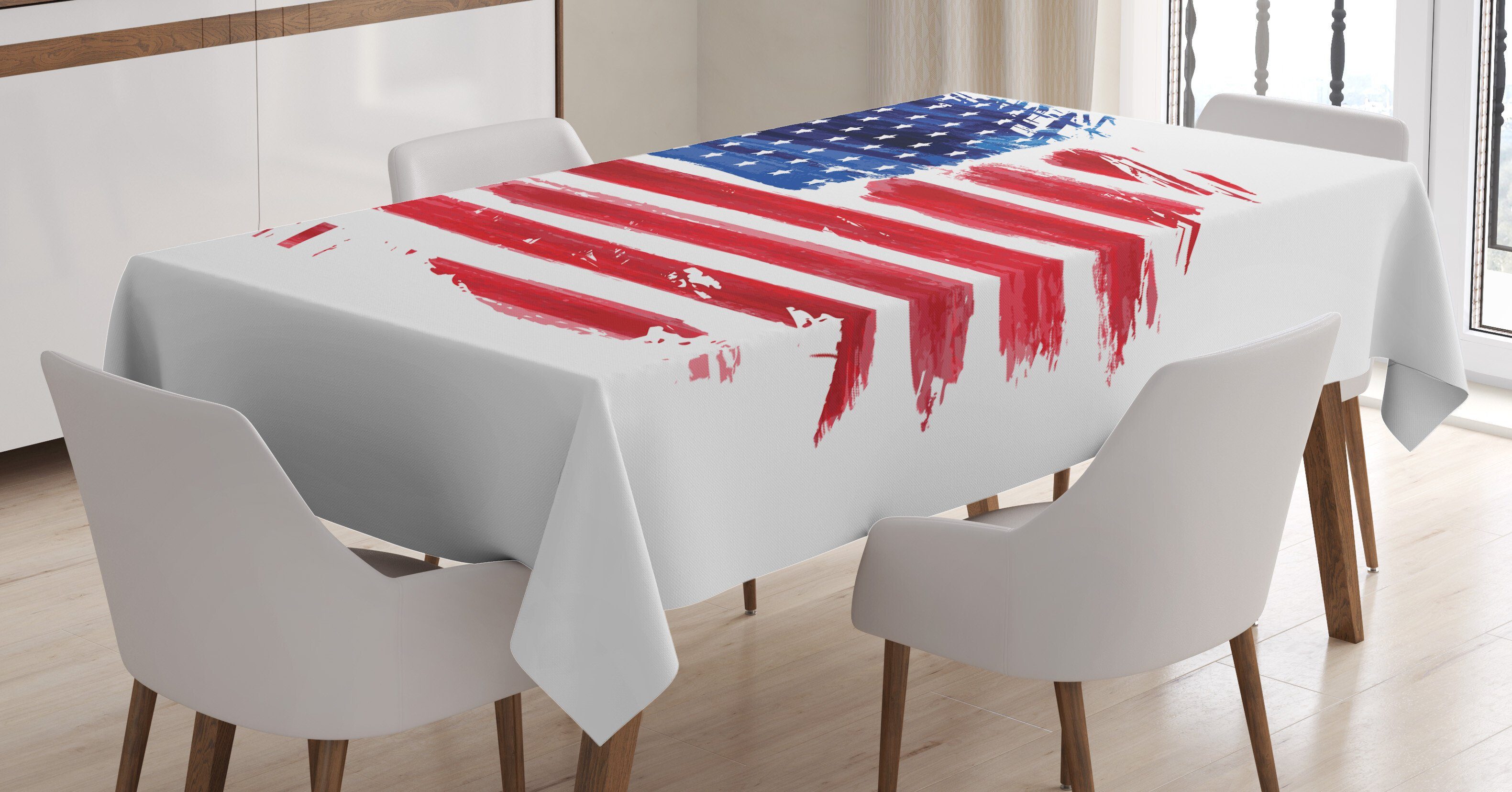 Abakuhaus Tischdecke Farbfest Waschbar Für den Außen Bereich geeignet Klare Farben, Vierter Juli American Flag Sketch