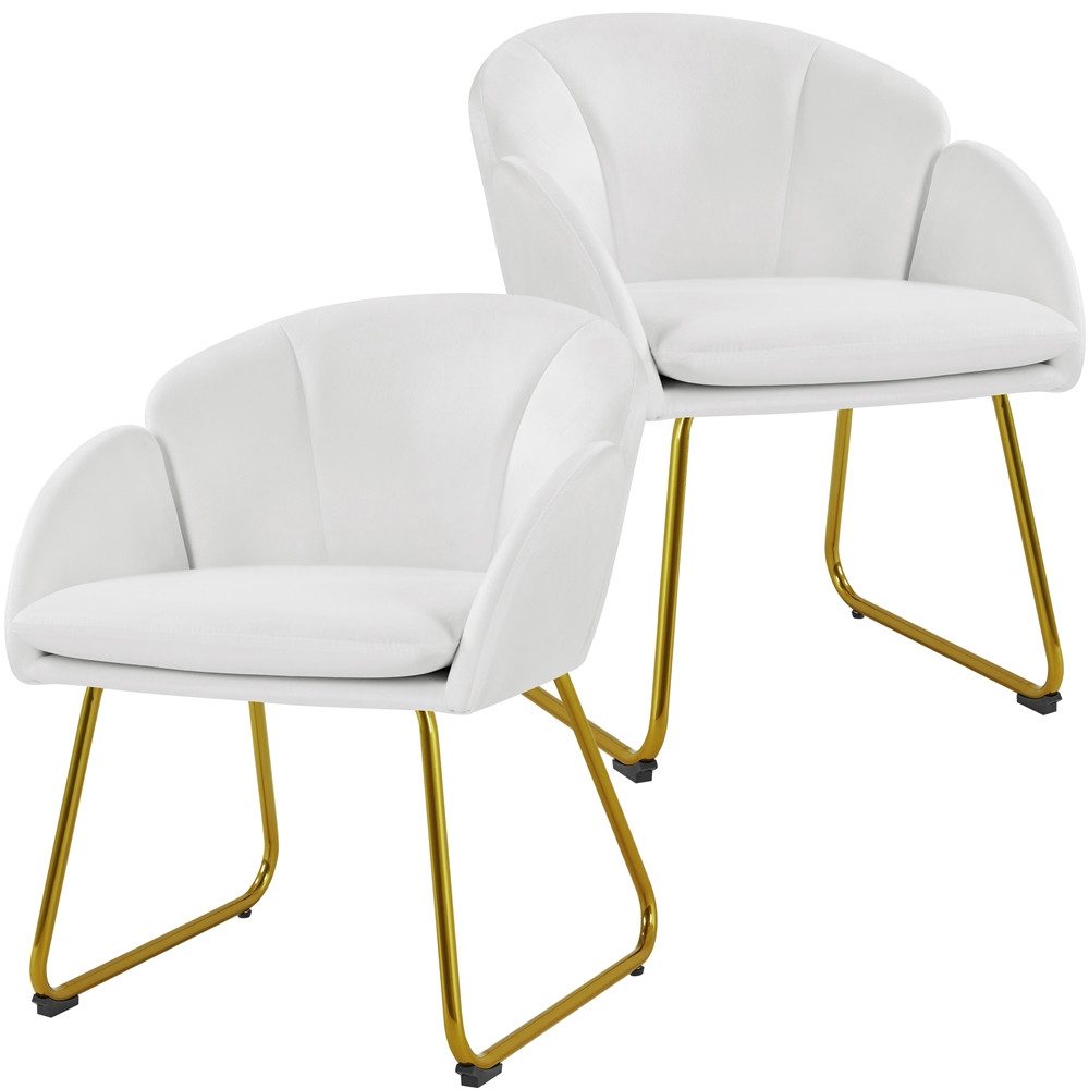 Yaheetech Esszimmerstuhl Polsterstuhl Lehnstuhl (2 St), mit Goldenen Metallbeinen, für Schminktisch, in Blumenform