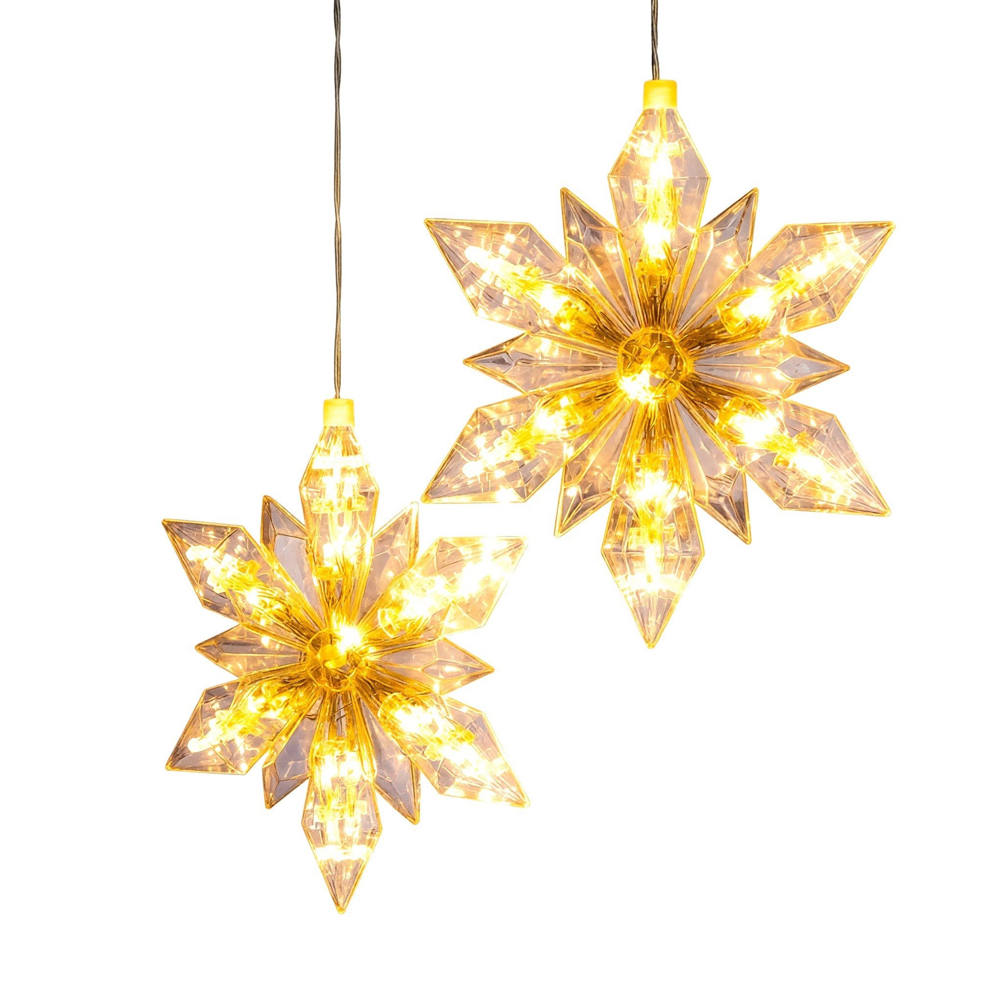 Meinposten LED-Lichterkette LED Weihnachtsstern 2er Set, warmweiß, mit Timer, batteriebetrieben, Mit Timer: 6 Stunden an / 18 Stunden aus