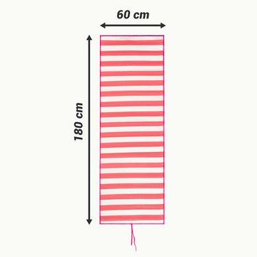 JEMIDI Strandtuch Strandmatte 60x180cm faltbar - Liegematte tragbar rot weiß, (1-St)