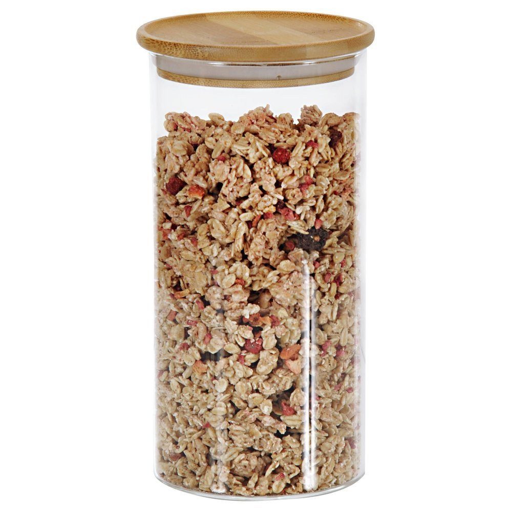 Kesper Vorratsglas Aufbewahrungsglas mit Bambusdeckel, 1,2 L, KESPER, Glas, (einzeln, einzeln)