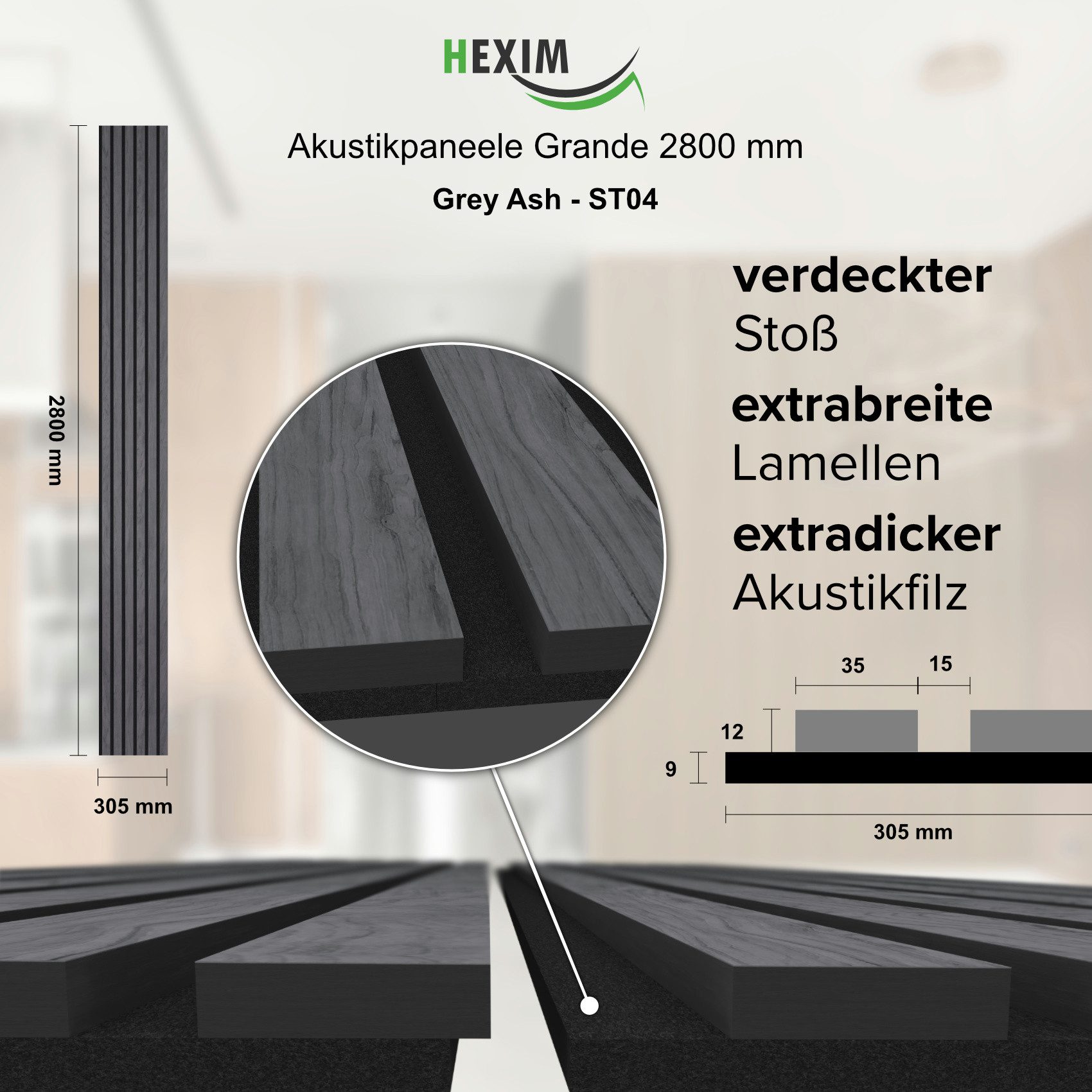 Hexim Wandpaneel, (Akustikpaneele 280x30cm Holzpaneele Grande günstig online kaufen