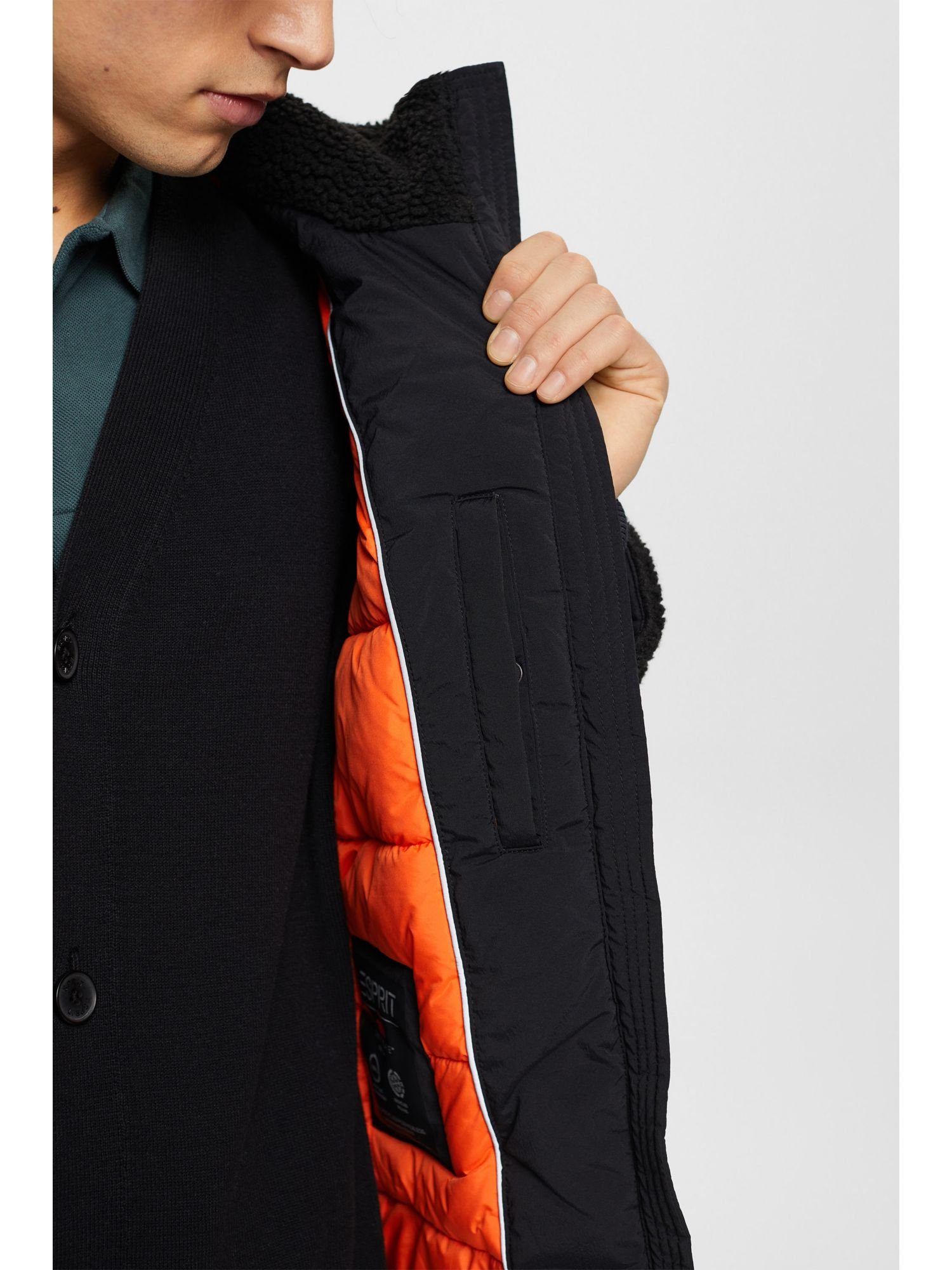 Esprit Fleecejacke Sherpa-Jacke in Design abgenähtem BLACK
