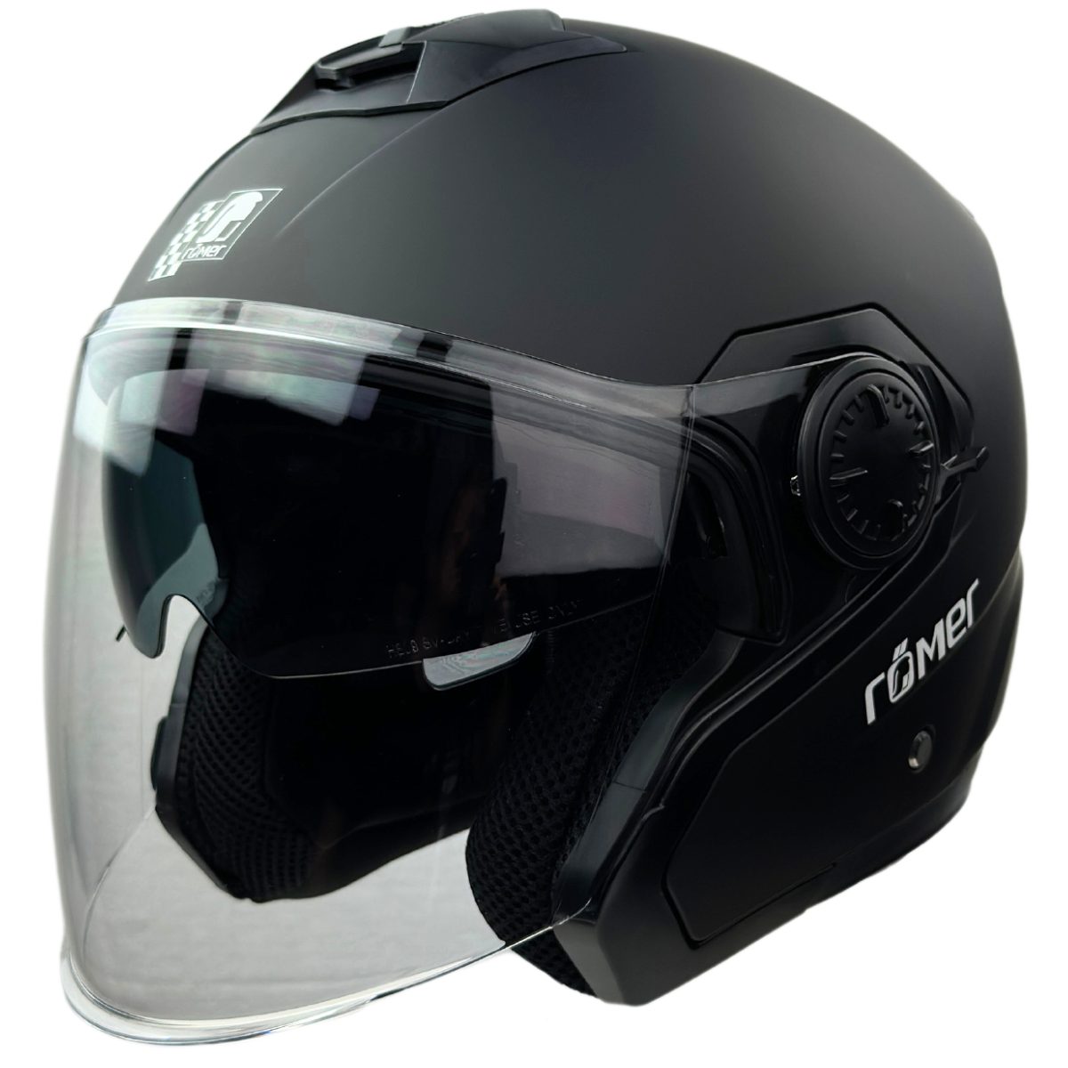 RÖMER HELME Motorradhelm RR10901 - Jethelm - mit innenliegendem Sonnenvisier, schwarzmatt
