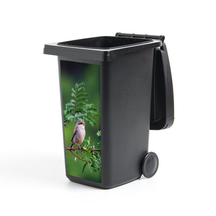 MuchoWow Wandsticker Vogel - Baum - Wald (1 St) Mülleimer-aufkleber Mülltonne Sticker Container Abfalbehälter