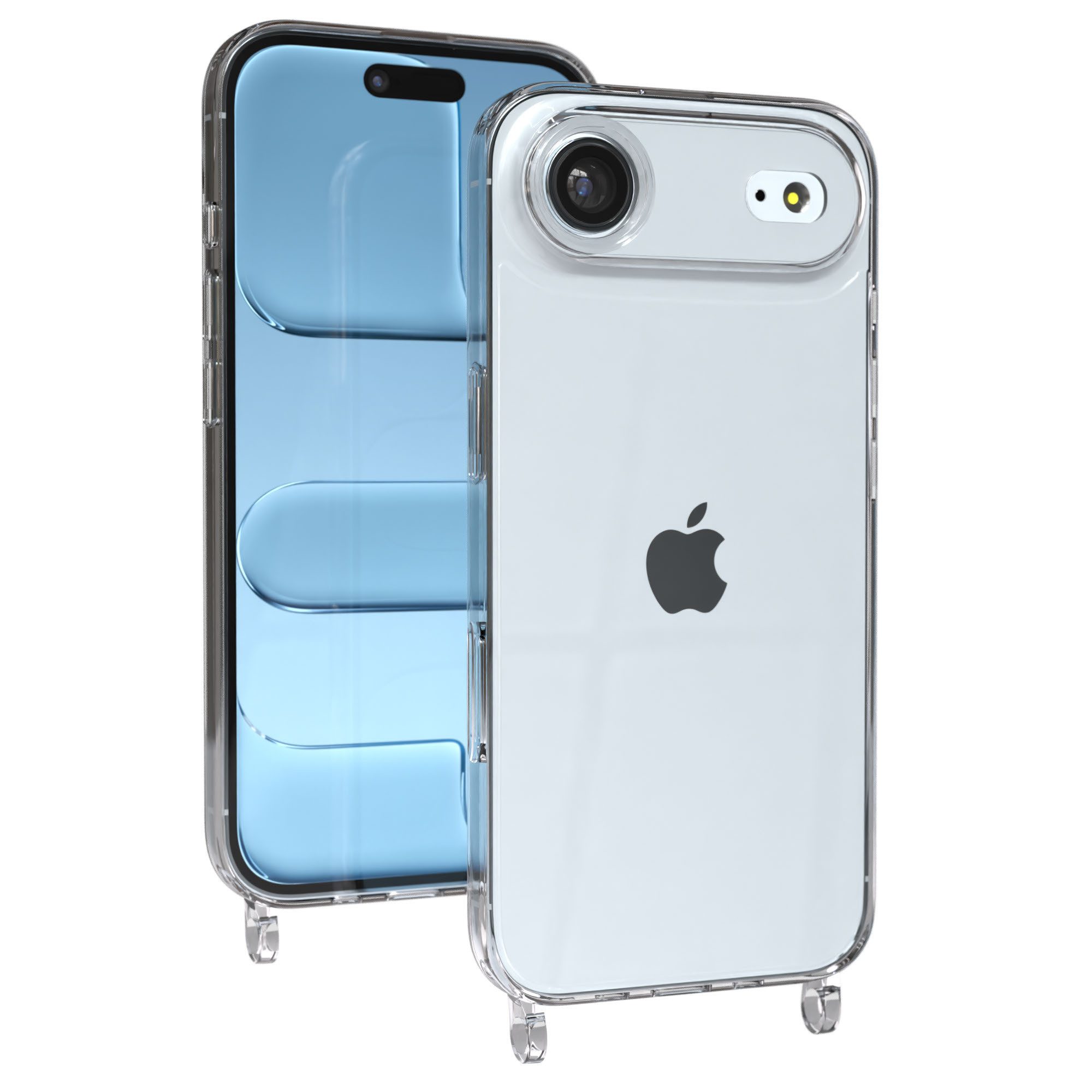 EAZY CASE Handykette Handyhülle für Handyketten mit Befestigungsösen für iPhone Modelle 6,5 Zoll, Hülle für Handykette, Transparent mit Ösen für Apple iPhone Air