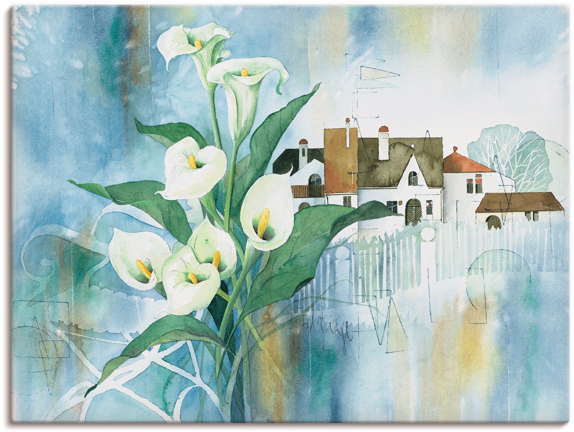 Wandaufkleber Weißer St), versch. (1 Artland Poster Leinwandbild, Größen Lilienstrauß, Wandbild als in Blumen oder