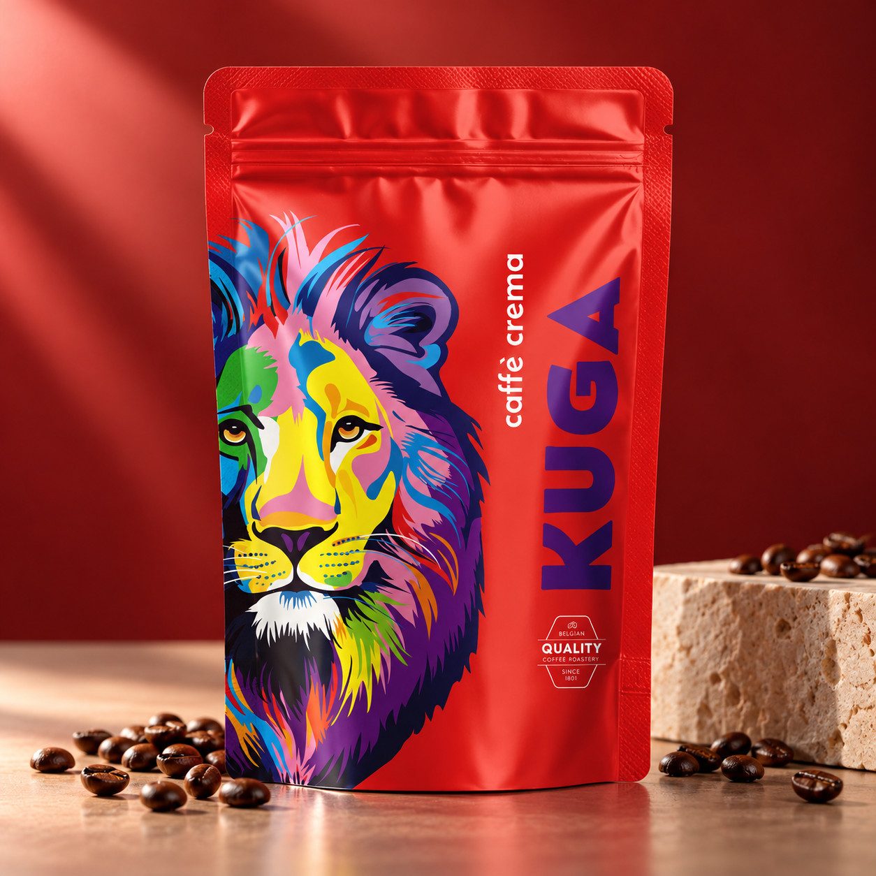 UMBRELLA Kaffee KUGA Caffè Crema Bohnen säurearm Vollautomat Siebträger Belgisch, (50% Arabica & 50% Robusta aus Brasilien,Indien,Indonesien & Vietnam, Belgische Slow-Roasting Tradition–mittlere Röstung,Intensität 4/6), Mono-Material-Beutel mit Aromaventil–100% recycelbar,sozial produziert