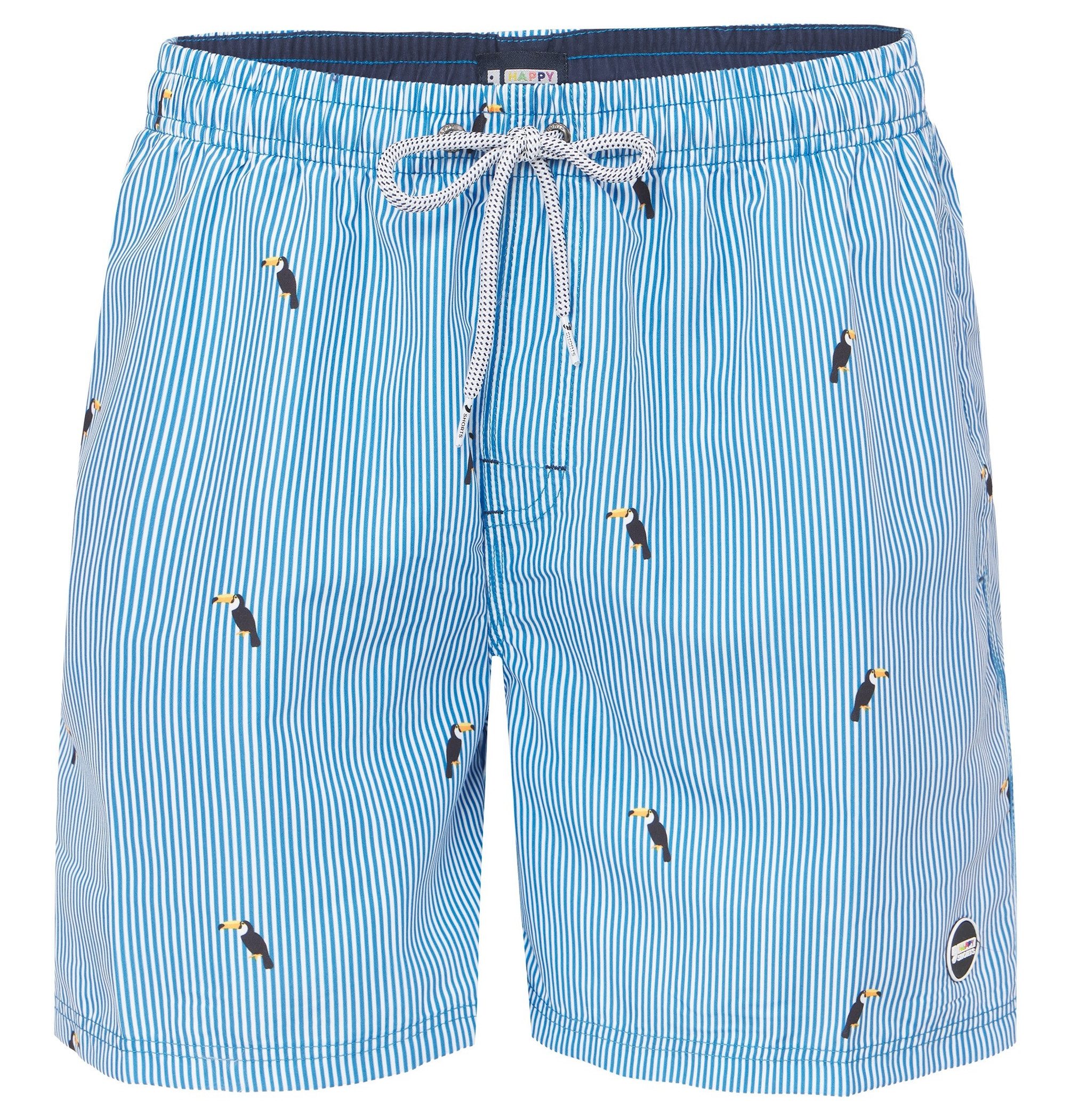 Badehose HAPPY SHORTS Herren Badeshorts Strandshorts Tukan Streifen S - XXL