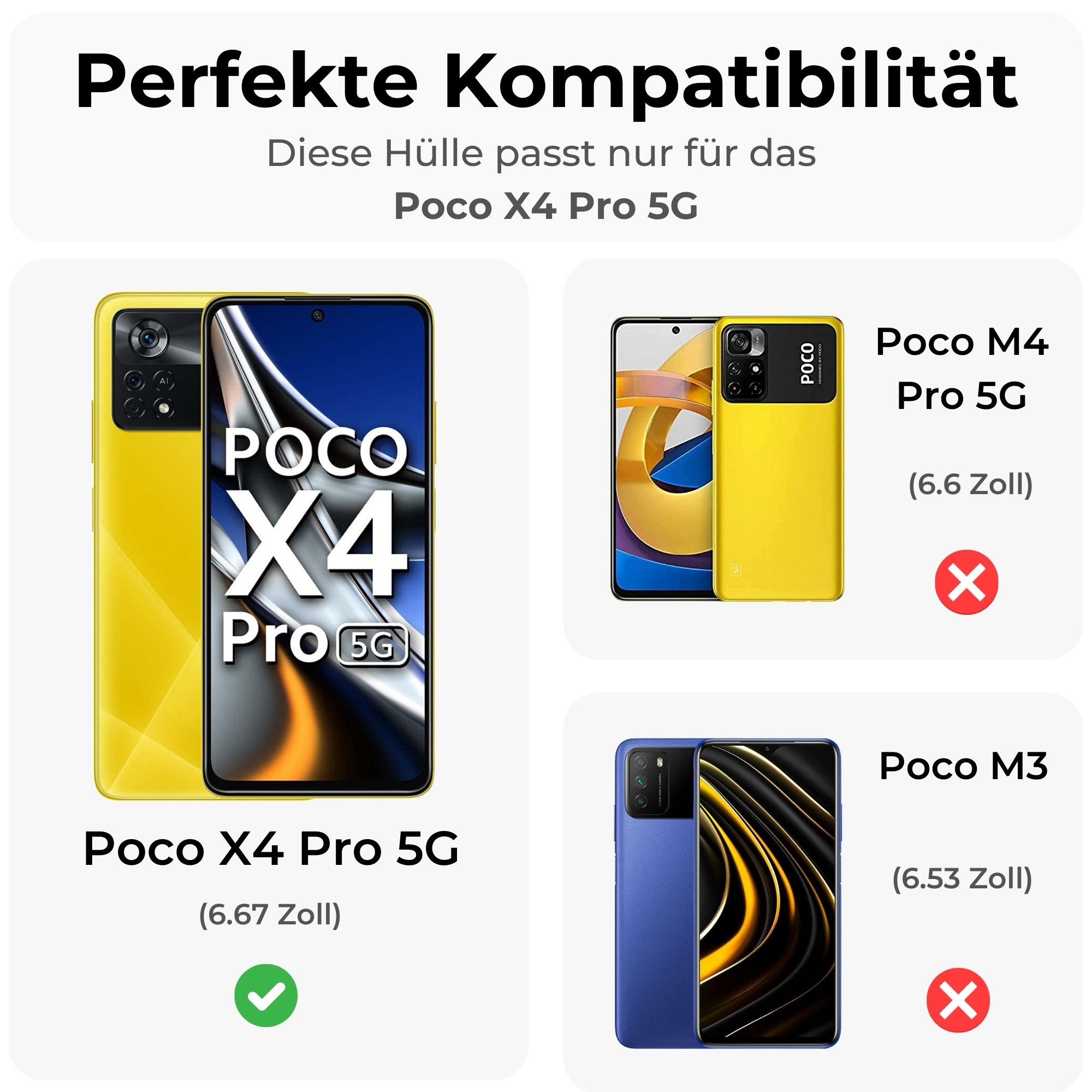 betterfon Handyhülle Handytasche für Xiaomi POCO X4 Pro 5G Klapphülle, Bookstyle-Hülle: Magnetverschluss 3 Kartenfächer & Standfunktion
