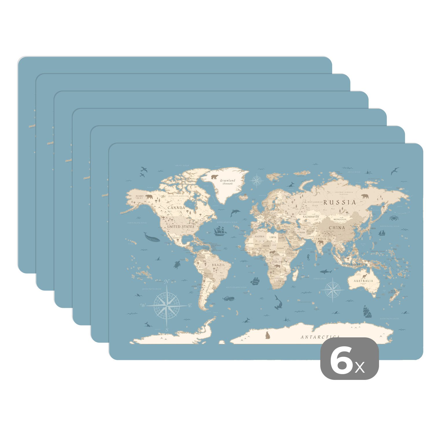 MuchoWow Platzset Weltkarte - Ozean - günstig online kaufen