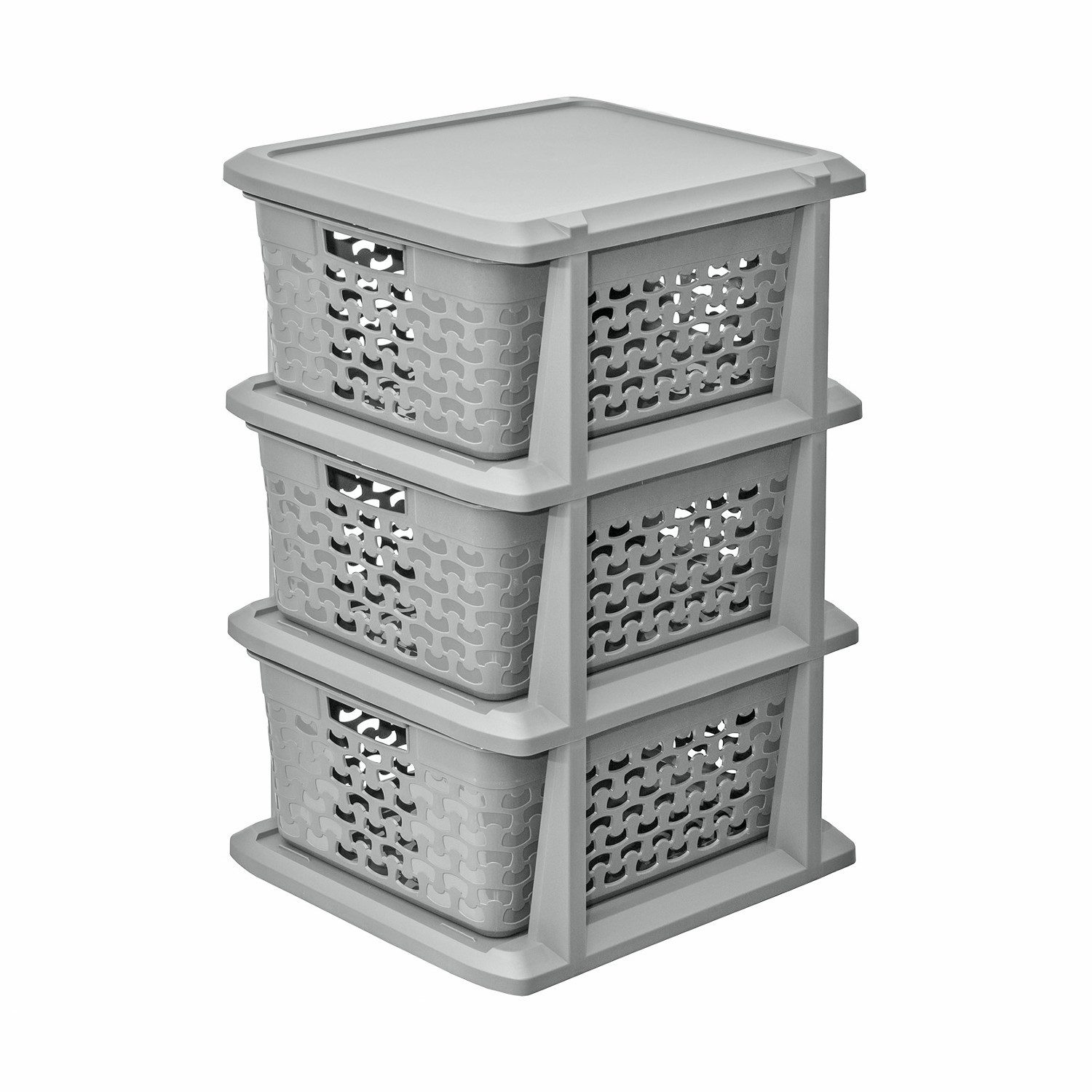 BranQ Badregal Cotton Regal 3 ausziehbare Körbe, Universal 29 x 25,5 x 44,5 cm