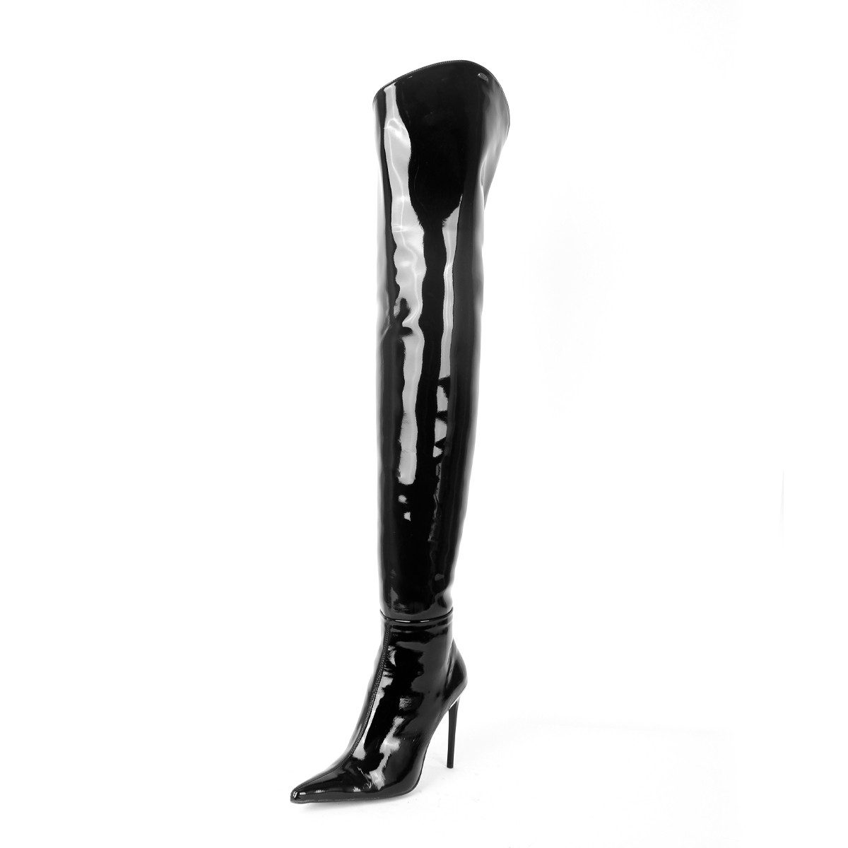 Fernando Berlin Stiletto extra spitz (Modell 560) Vinyl schwarz Overkneestiefel