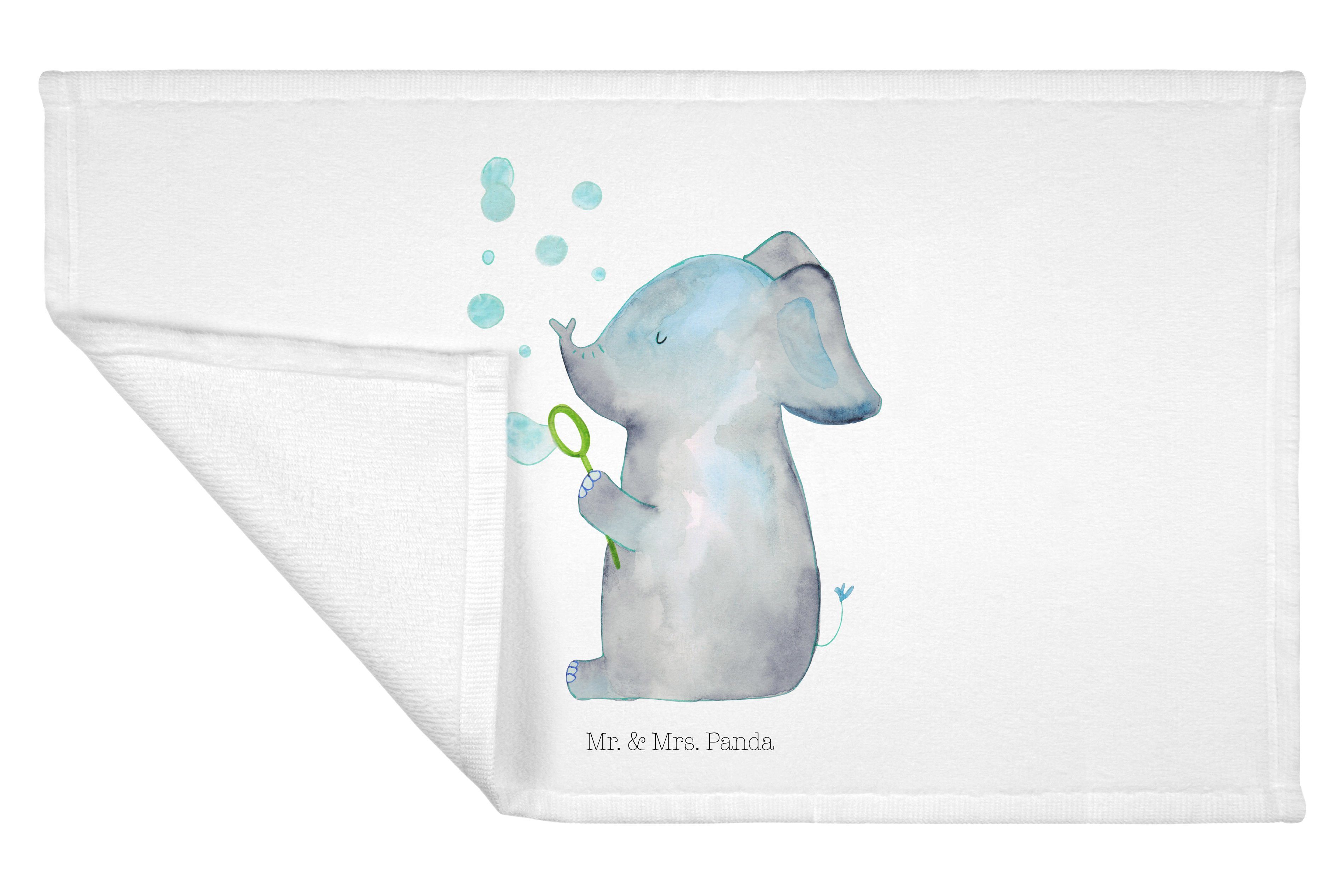 Seifenblasen - Handtuch (1-St) - Weiß Geschenk, Sprüche, Panda Mrs. Frott, Elefant Tiere, Mr. lustige &