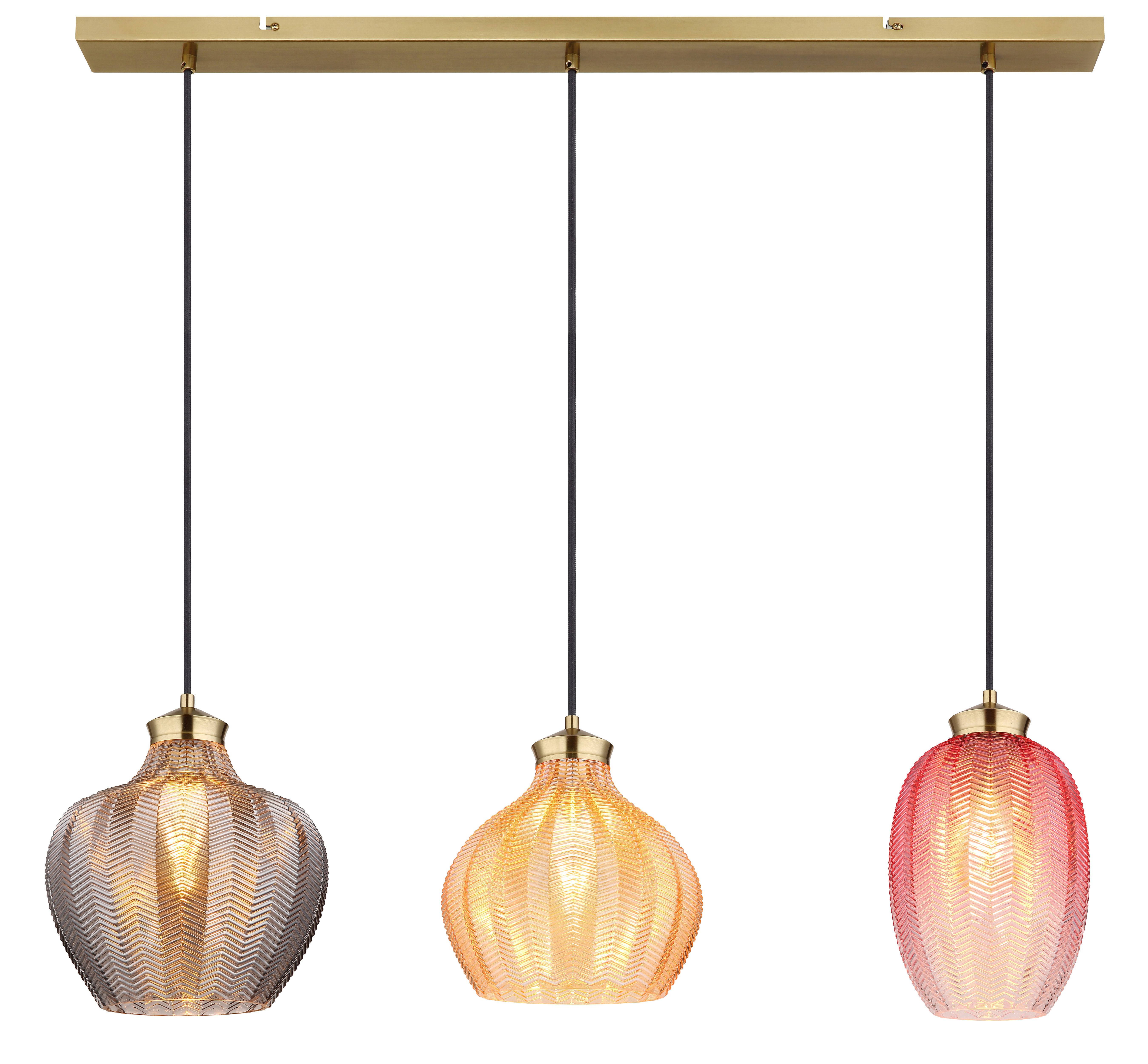 GLOBO LIGHTING Hängeleuchte JESSICA, ohne Leuchtmittel, Hängeleuchte Gold matt, Rauch/Amber/Brombeer, höhenkürzbar, E27