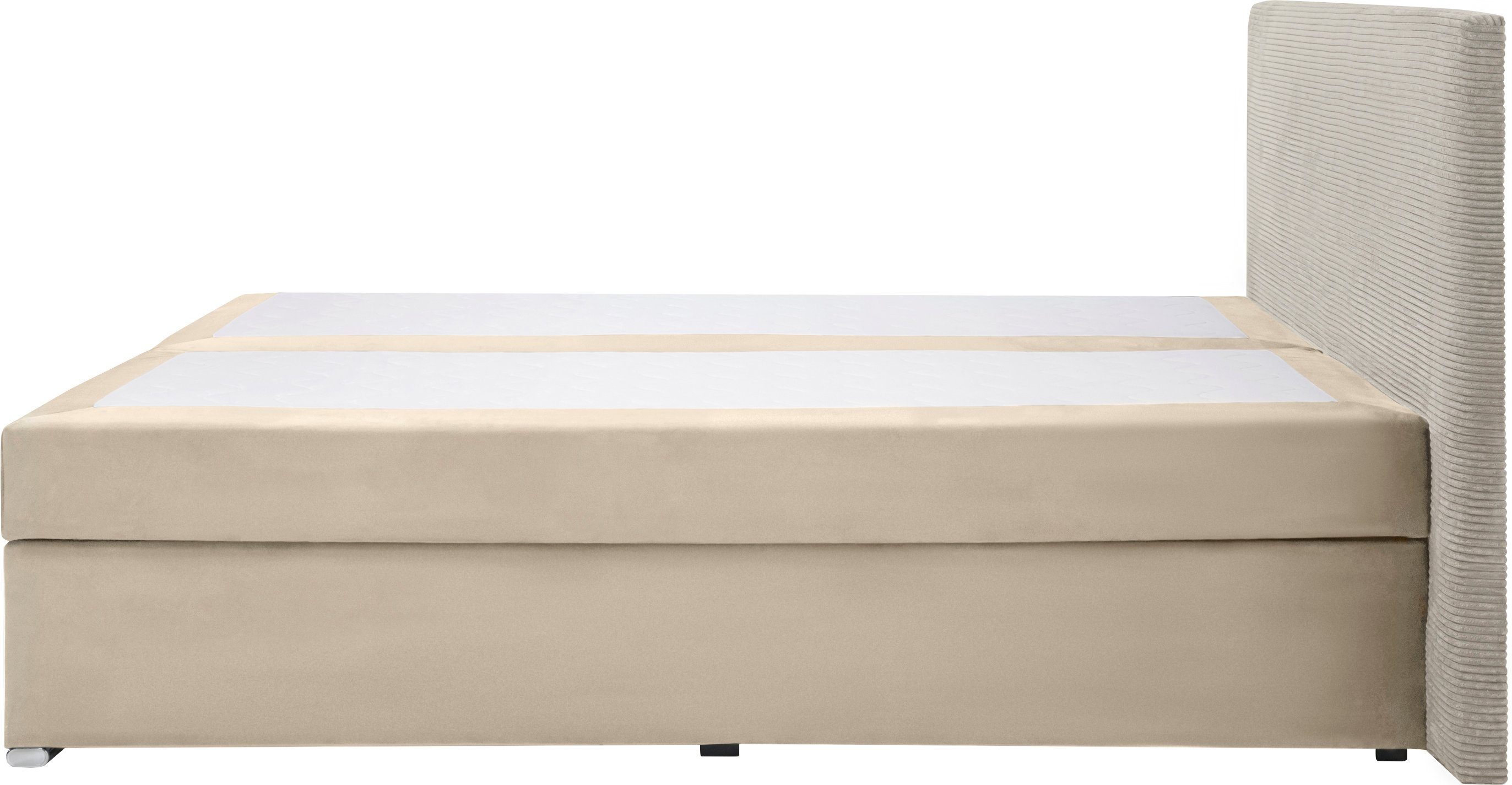 Kopfteil Boxbett INOSIGN Inkl. in Cordbezug & H2 beige o. in / wahlbar H3, Topper, beige Evina, Bettkasten