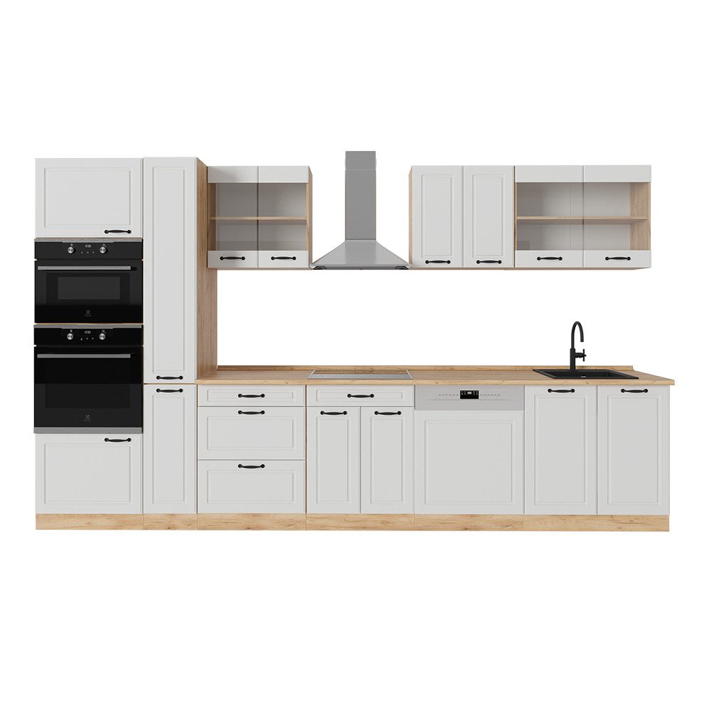 Vicco Küchenzeile R-Line, Weiß Landhaus/Goldkraft Eiche, günstig online kaufen