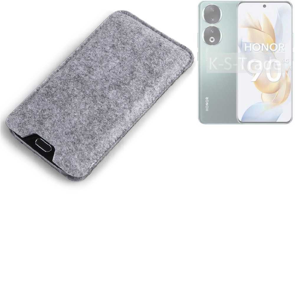 K-S-Trade Handyhülle für Honor 90, Filz Handyhülle Schutzhülle Filztasche Filz Tasche Case Sleeve