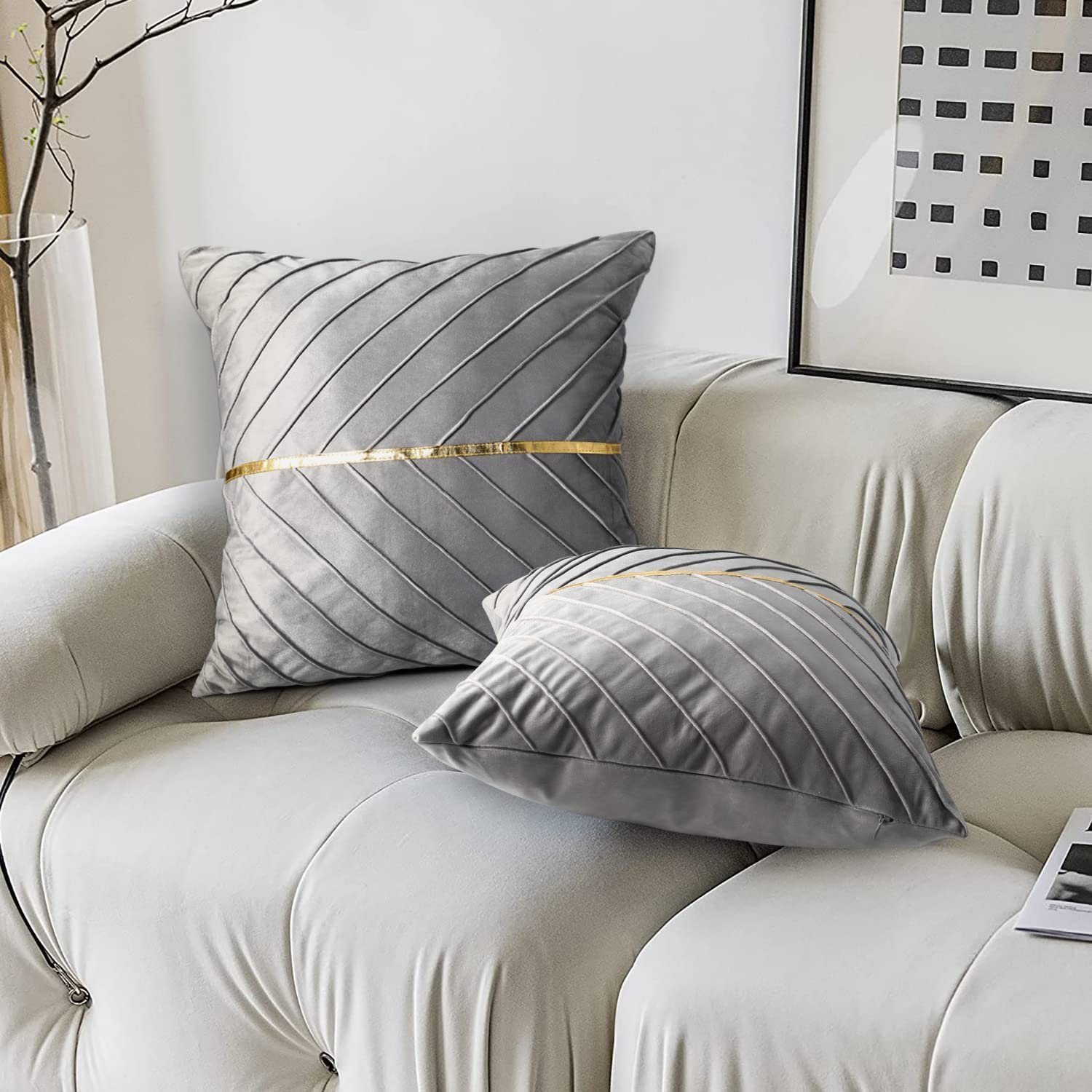 BYSURE Kissenbezüge, (2 Stück), samt Golden Patchwork Kissenbezug 45x45cm günstig online kaufen