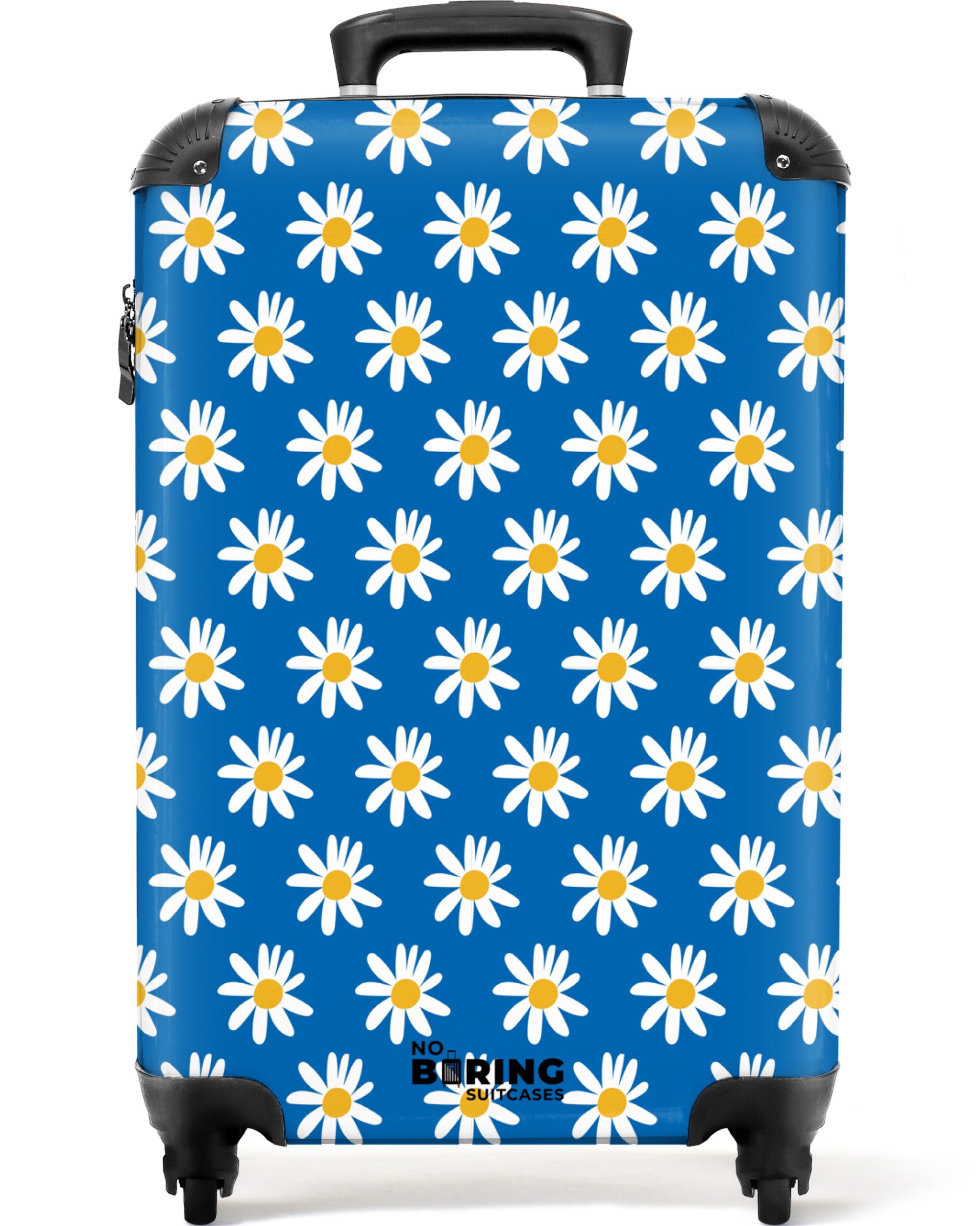 NoBoringSuitcases.com© Hartschalen-Trolley Blau mit Gänseblümchen 55x35x20c günstig online kaufen