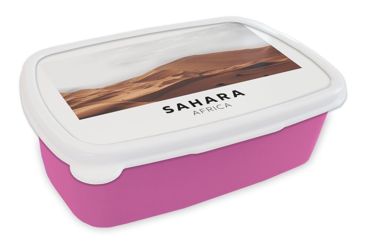 MuchoWow Lunchbox Afrika - Sand - Natur, Kunststoff, (2-tlg), Brotbox für Erwachsene, Brotdose Kinder, Snackbox, Mädchen, Kunststoff rosa