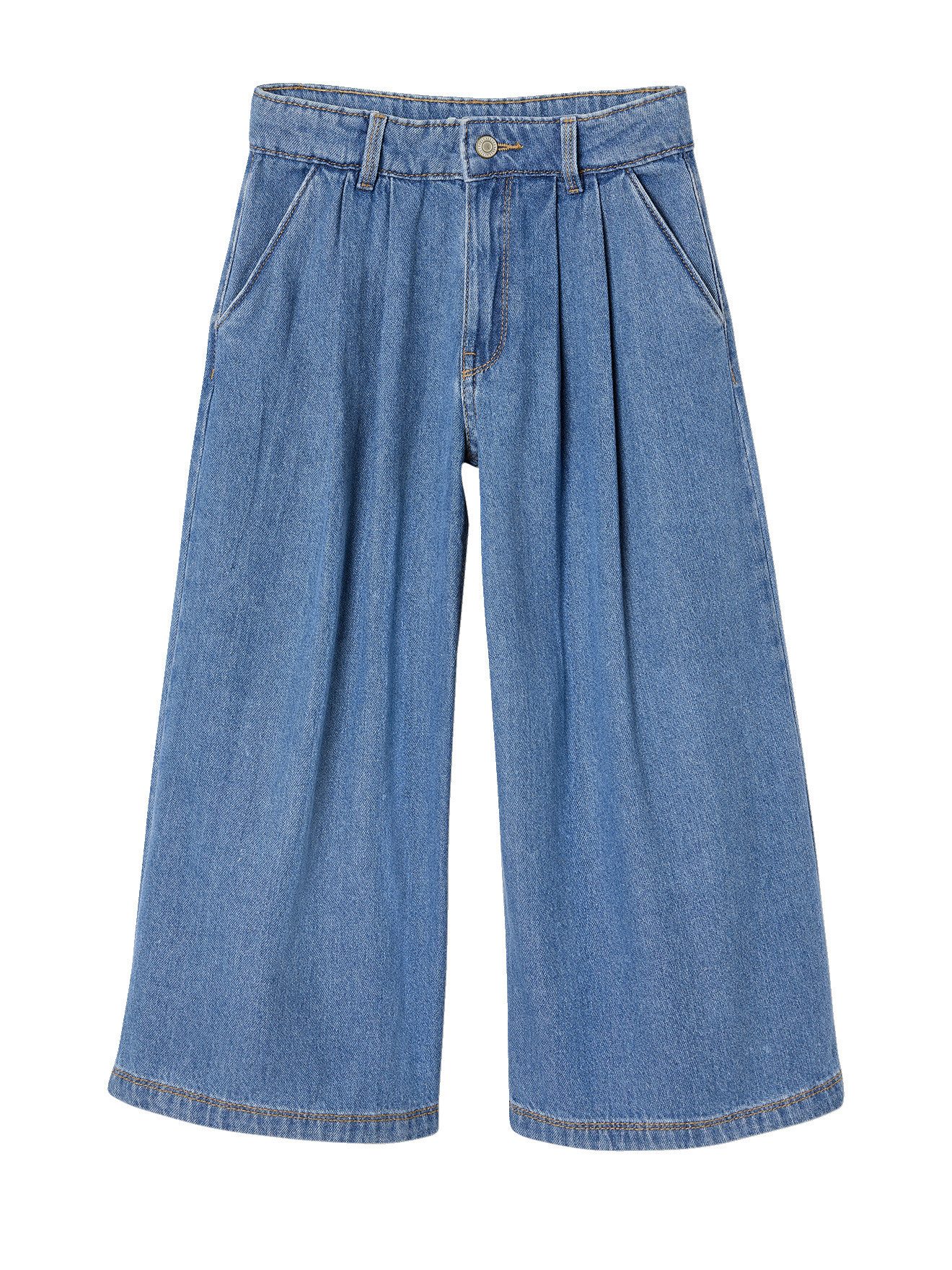 7/8-Caprijeans Weite Mädchen Jeans mit Bundfalten