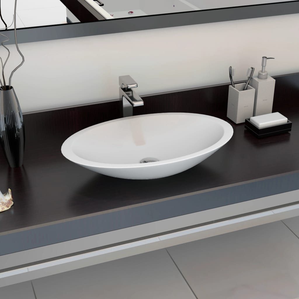 vidaXL Waschbecken 593 x 351 x 107 cm Waschbecken 59,3x35,1x10,7 cm Mineralguss Marmorgu