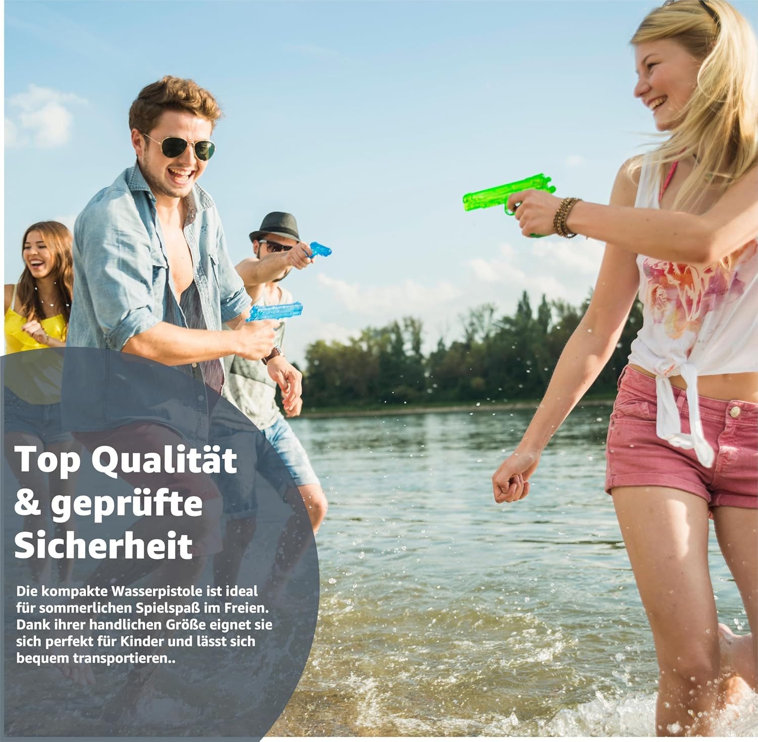 TK Gruppe Wasserpistole 3er Wasserpistolen Set - ca. 12 cm (3er Set, 3-tlg., 3x Wasserpistolen)