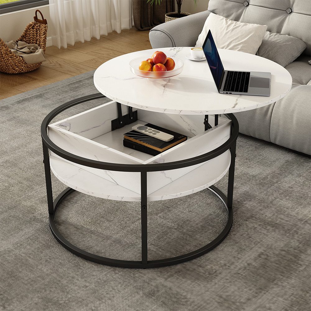 Vicco Couchtisch Marlo, Marmor Weiß, 77 x 77 cm günstig online kaufen