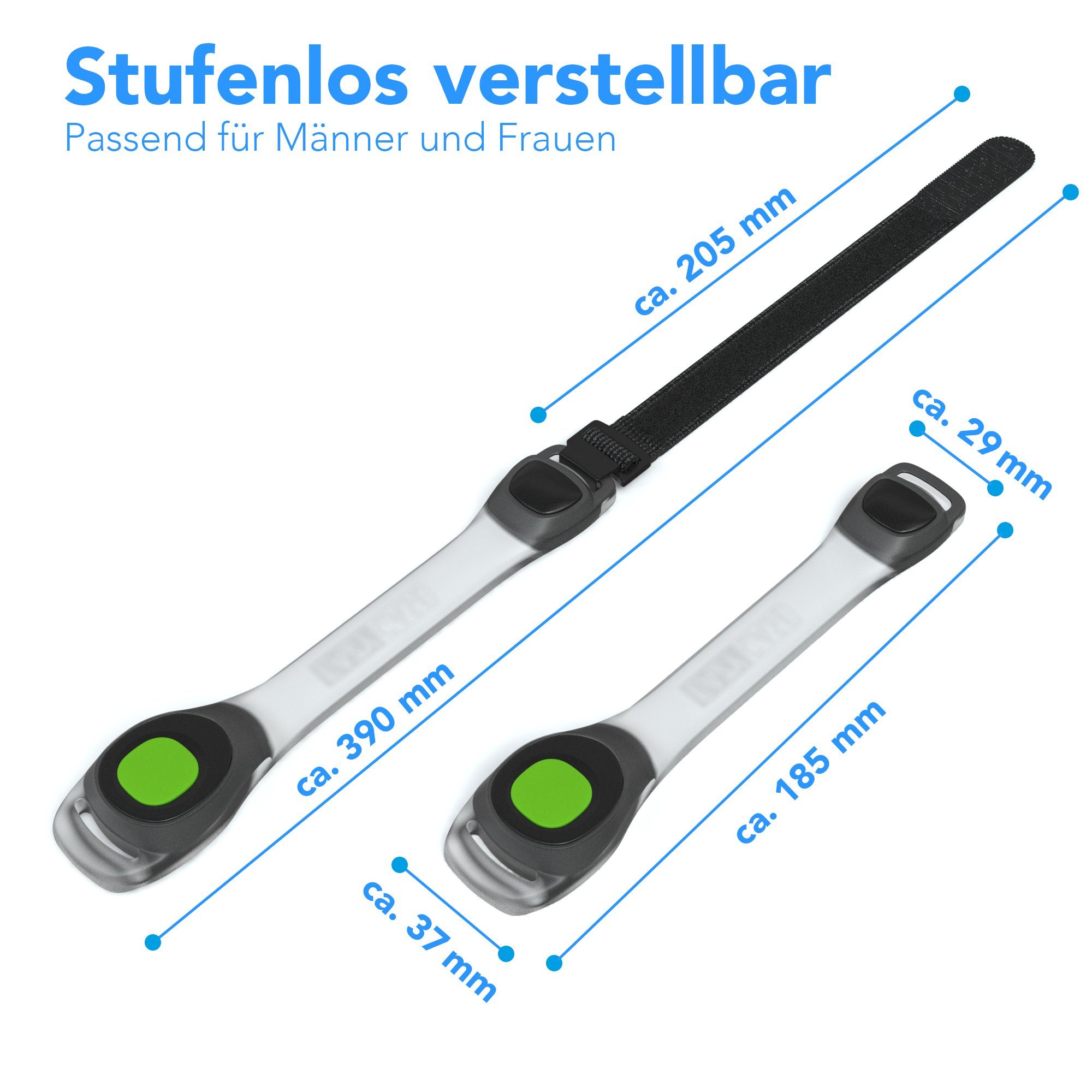 EAZY CASE Fahrradreflektor 2er Set LED Binkarmband, LED Armband Reflektorband Joggen Reflektoren Kind Hund LED Licht Grün