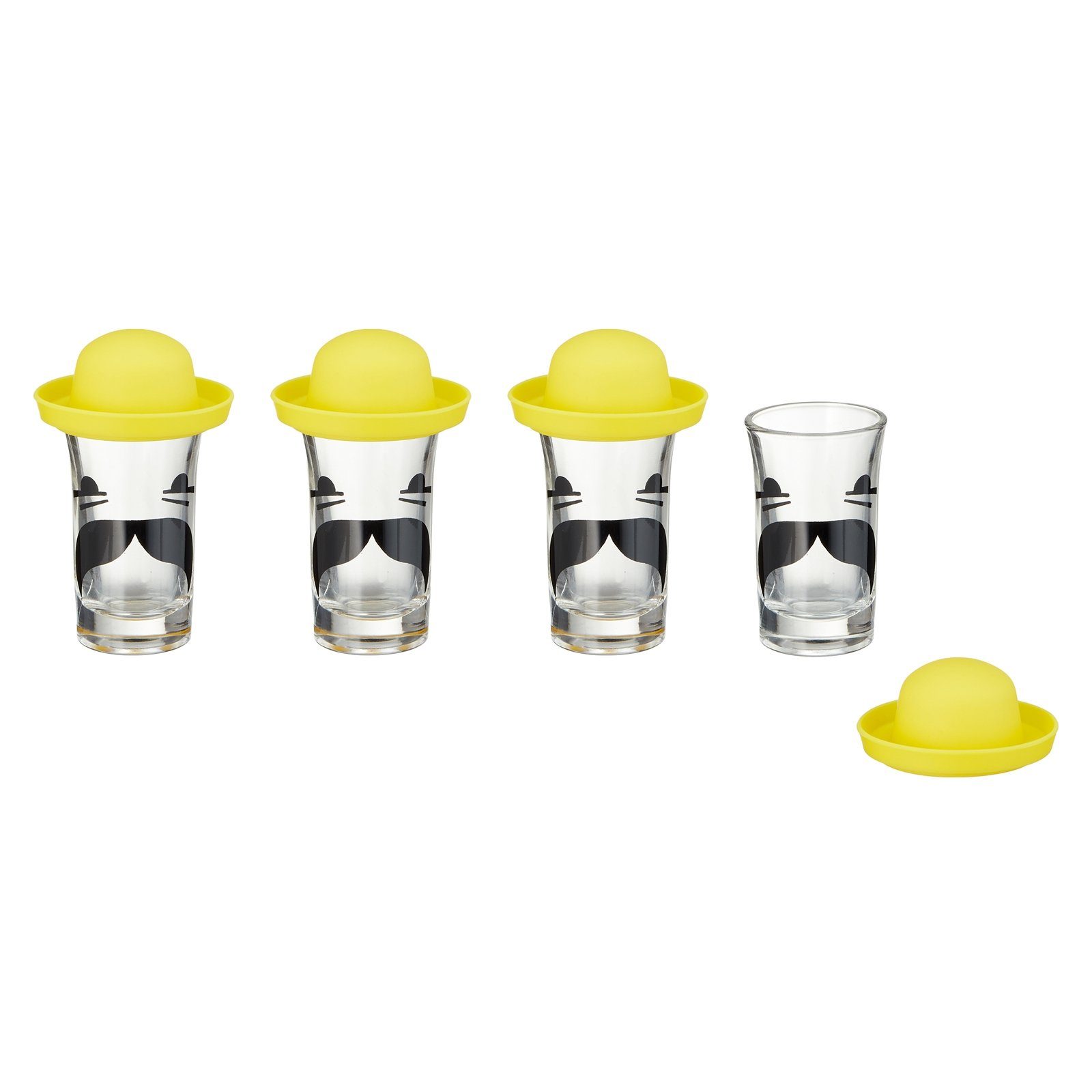 HTI-Living Schnapsglas Schnapsgläser 4er 2cl mit Sombrero, Glas, Silikon, Geschenkidee Männertag