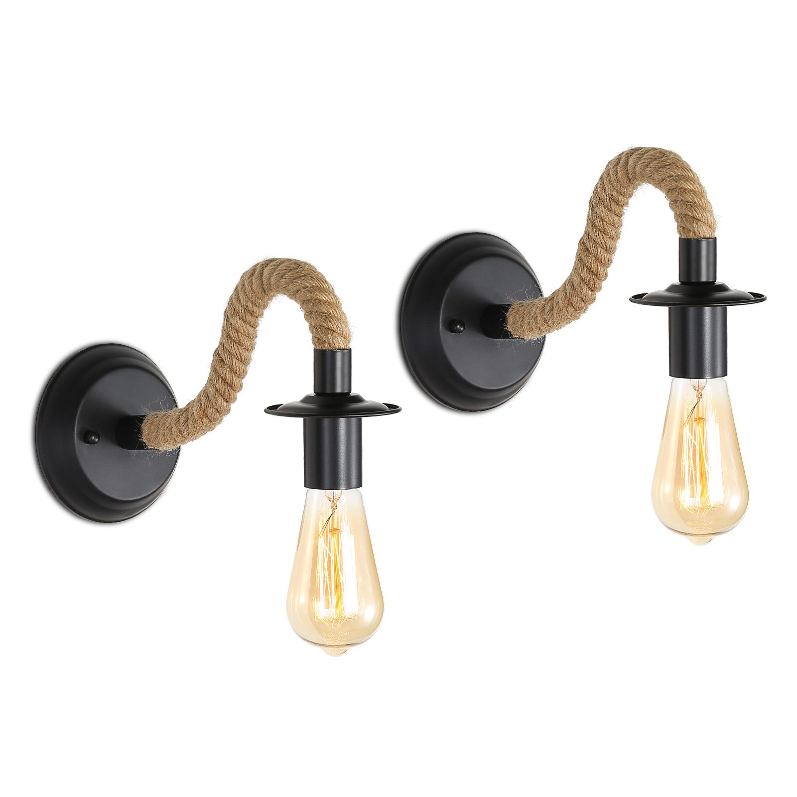 Goeco Wandleuchte Twine-Wandlampe (2er), Retro-Innenlampe, für günstig online kaufen