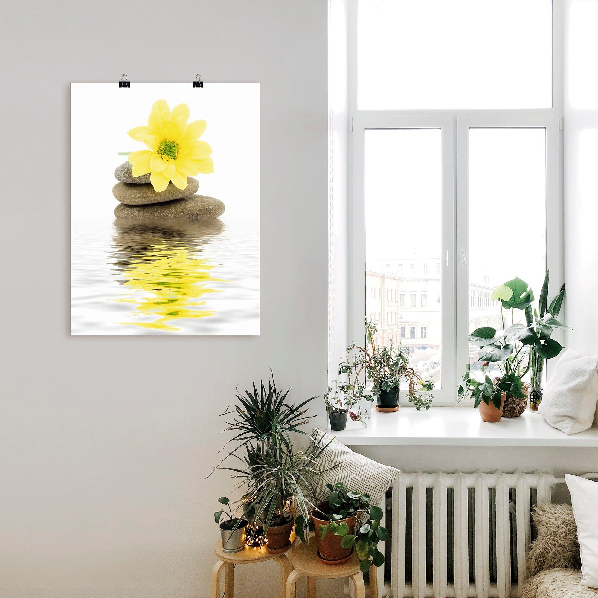 Artland Wandbild Zen Spa Steine mit Blumen II, Zen (1 St), als Leinwandbild, Poster in verschied. Größen