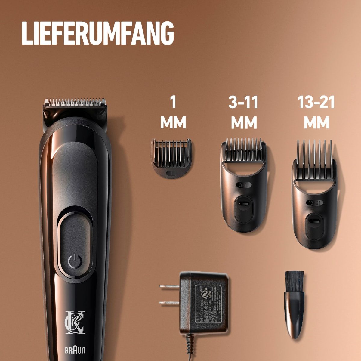 Braun Bartschneider King C. Gillette Barttrimmer Akku Präzisions-Trimmer Bartschneider, Limited Edition, Präzisionsrad für Längeneinstellungen, Abwaschbare Teile