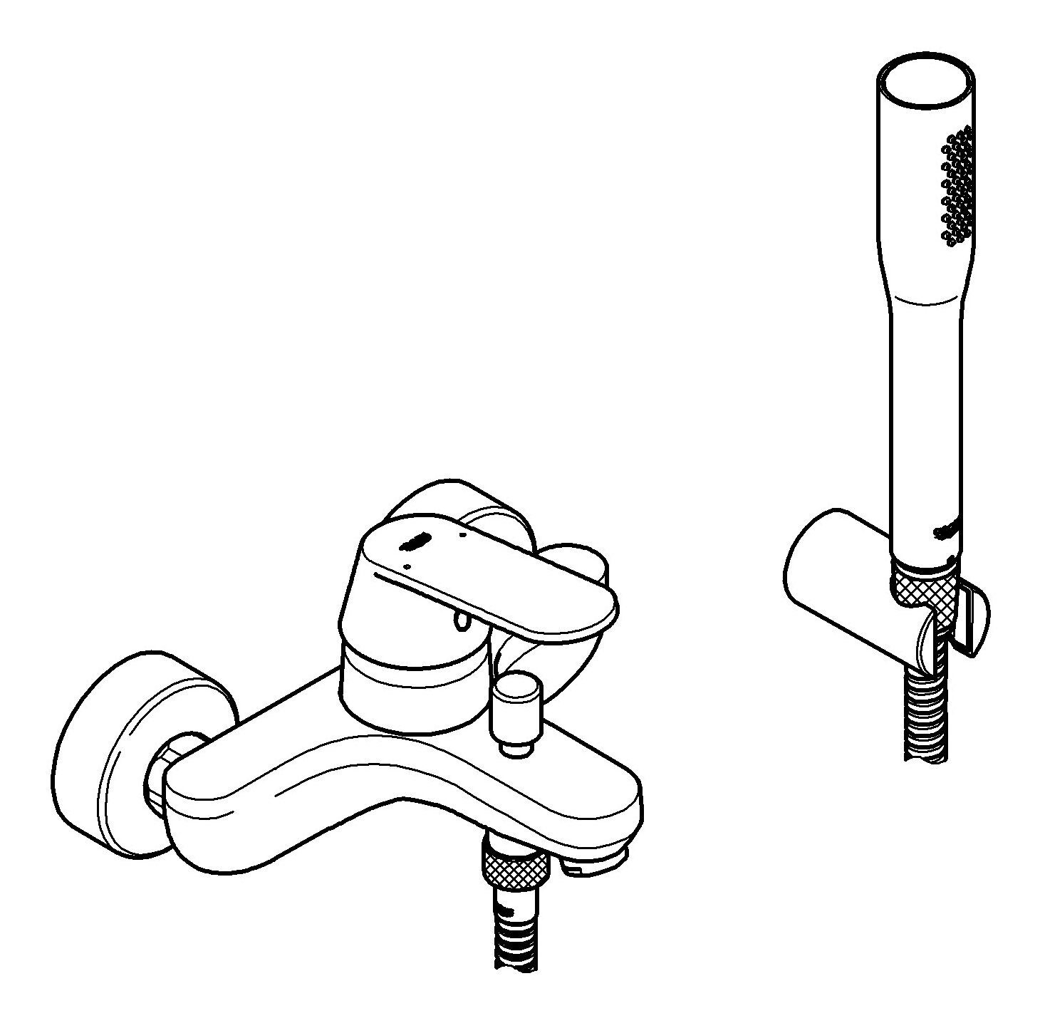 Thumbnail - Grohe Badarmatur Eurosmart Cosmopolitan Einhand-Wannenbatterie mit Brausegarnitur - Chrom