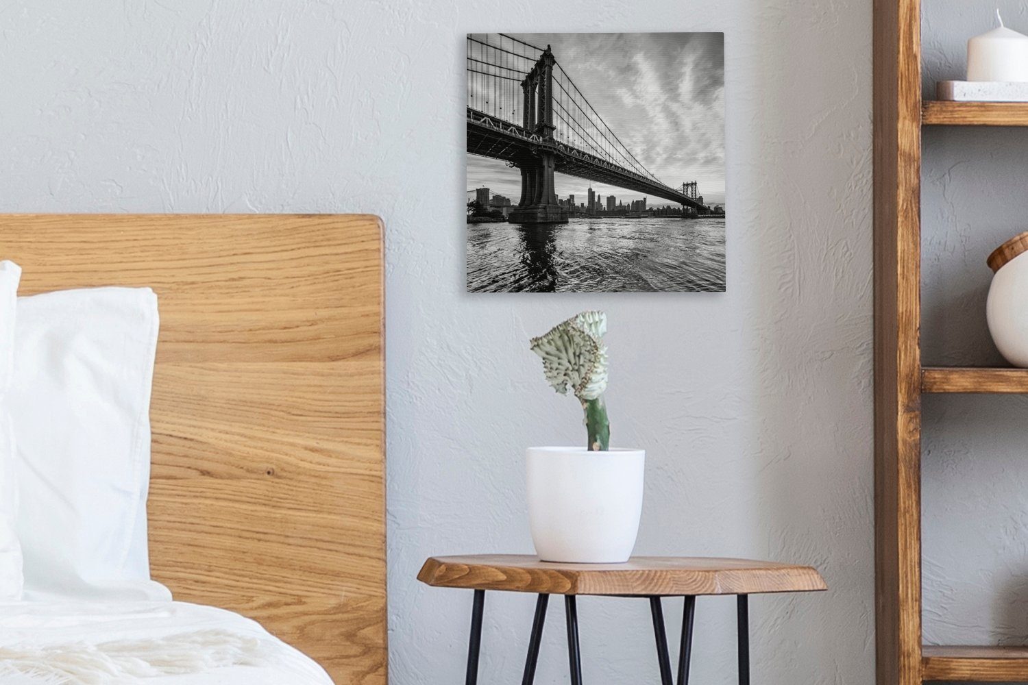 Leinwandbild für OneMillionCanvasses® Brooklyn bei Sonnenuntergang über der Bridge York (1 Leinwand Wohnzimmer St), in Bilder Wolken -, Schlafzimmer New