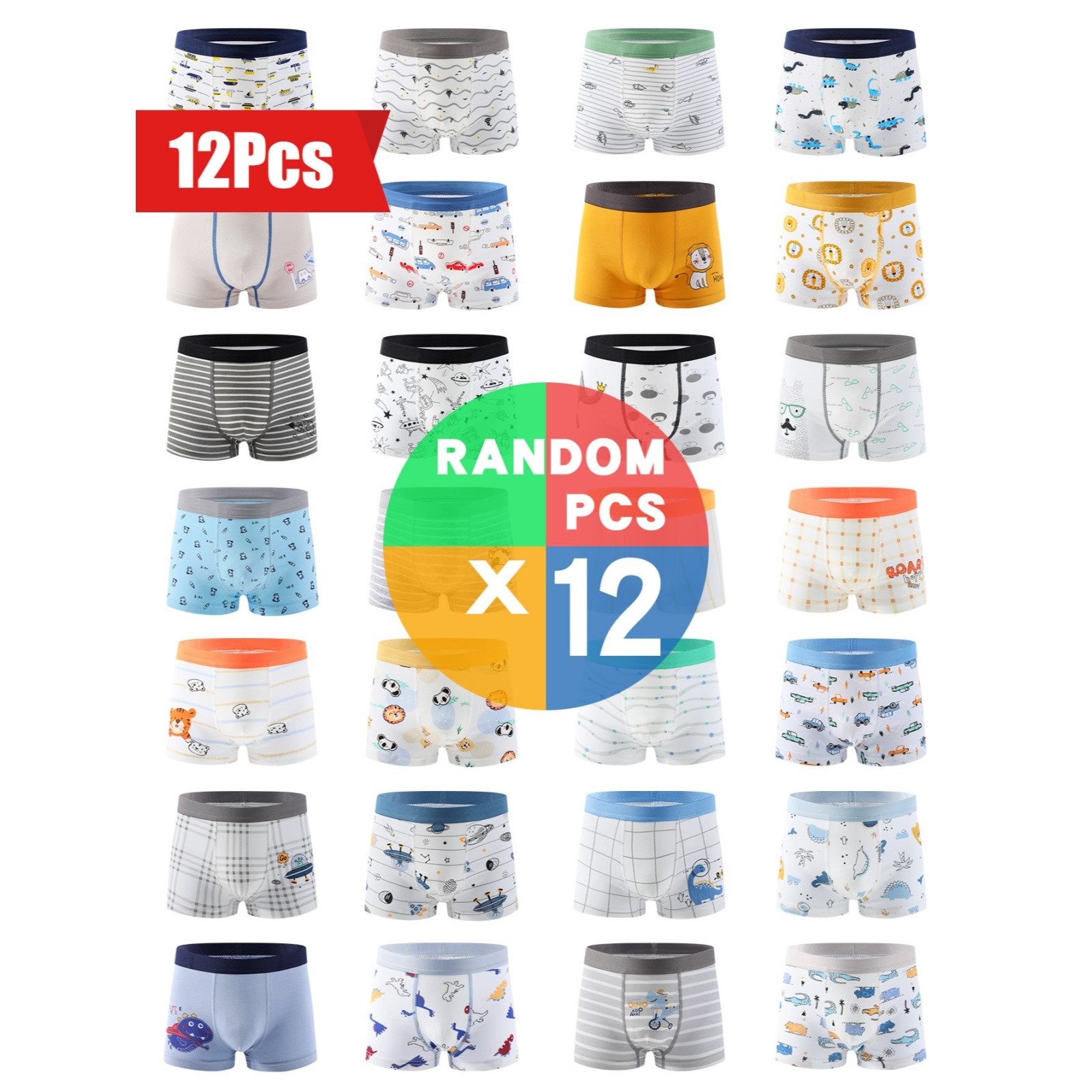Bundviel Hosenunterrock Boys boxer shorts, Baumwoll-Jungenunterwäsche (12-St)