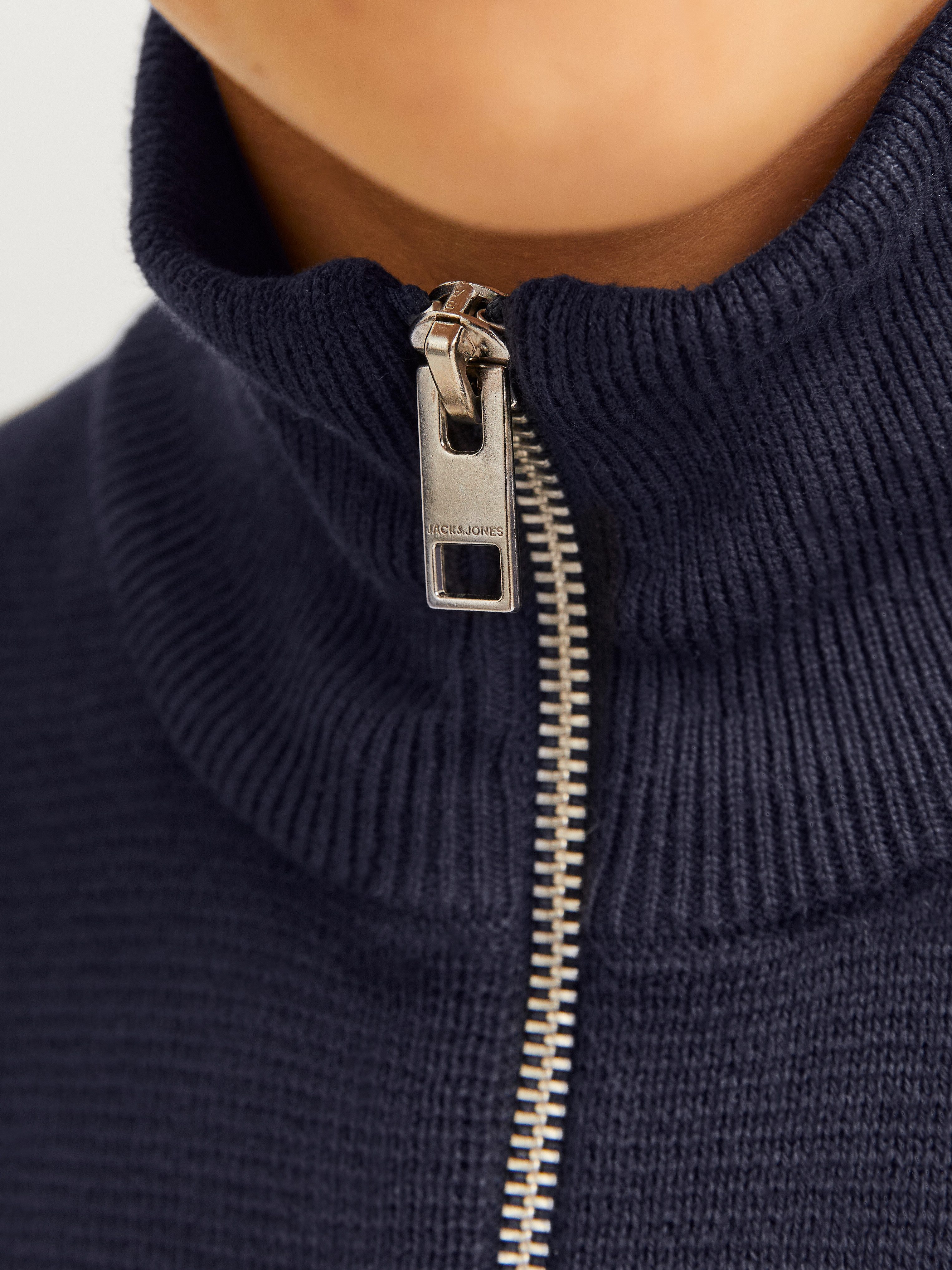 Jack & Jones Junior Troyer JPRBLAMILANO STITCH KNIT HALF ZIP JNR Baumwolle, relaxed fit