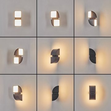 hofstein Außen-Wandleuchte Wandlampe aus Metall/Kunststoff in Anthrazit/Weiß, LED fest integriert, 3000 Kelvin, mit verstellbaren Strahlern, Lichteffekt, 2x 4 Watt, 650 Lumen, IP44