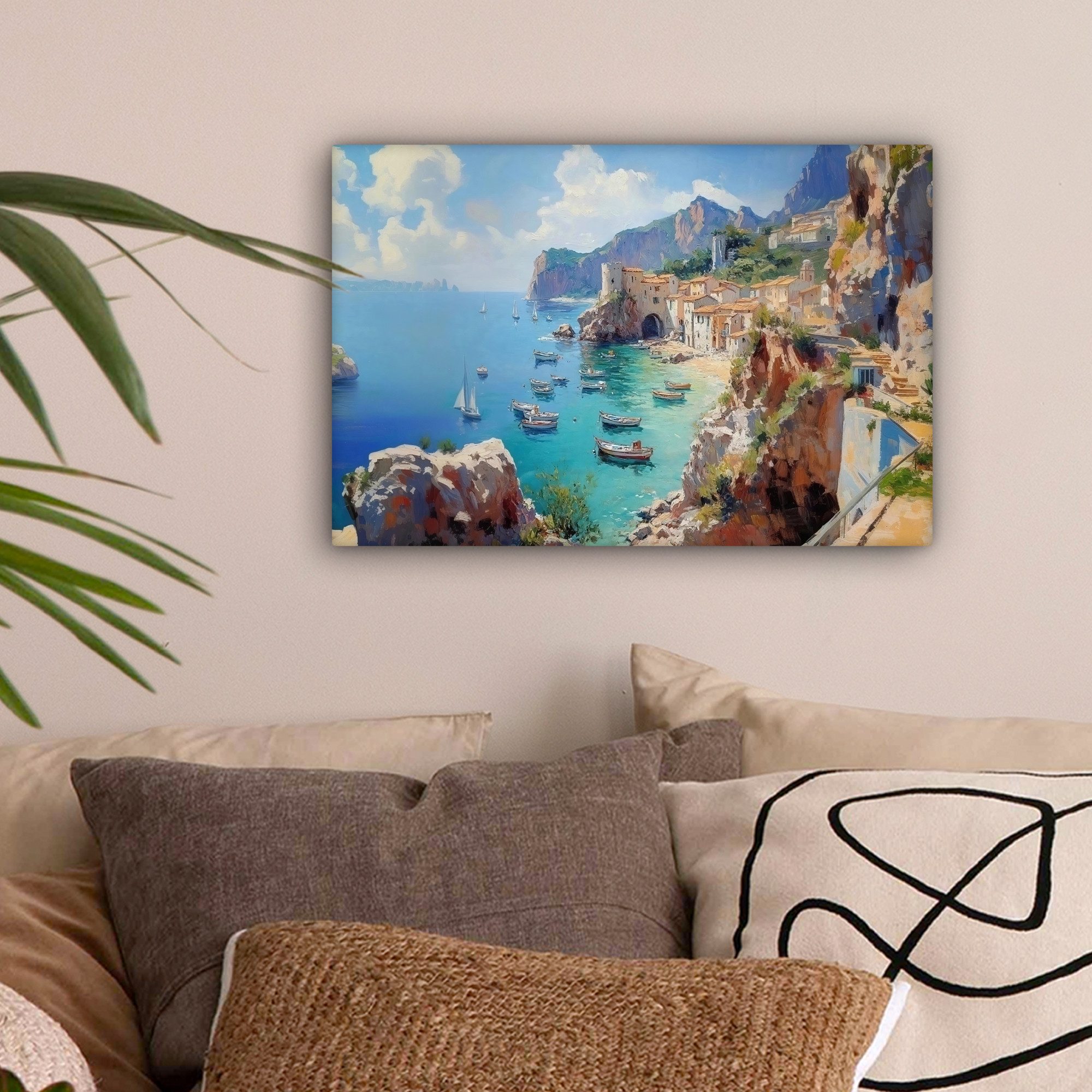 OneMillionCanvasses® Leinwandbild Küstendorf - Malerei - günstig online kaufen