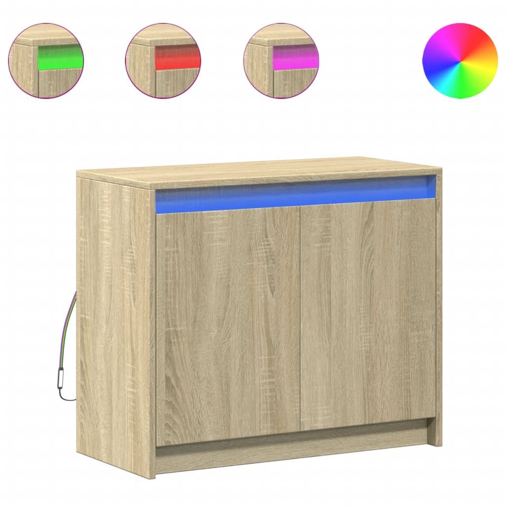 vidaXL Sideboard LED-Sideboard Sonoma-Eiche 72x34x61 cm günstig online kaufen